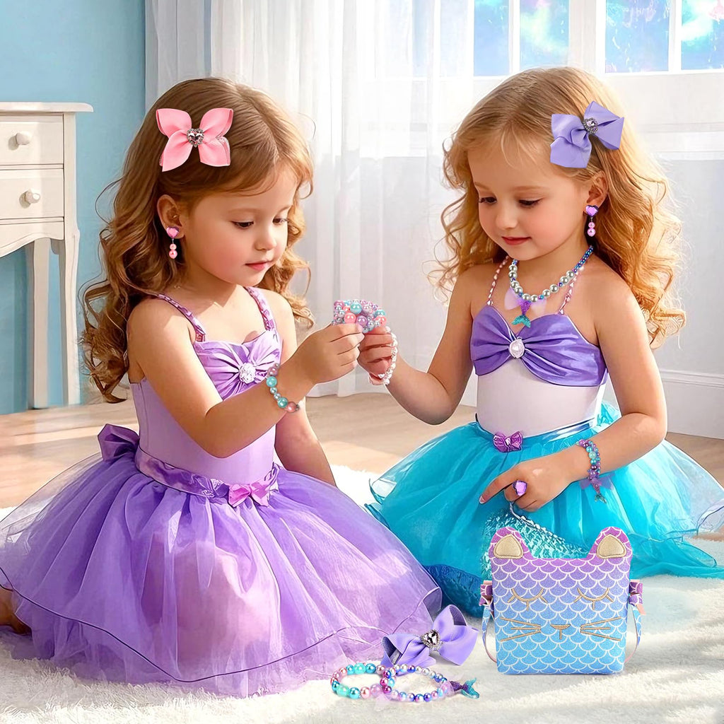 mibasies Purse for Little Girls Dress Up Jewelry Pretend Play Kids Accessories Mermaid Gifts