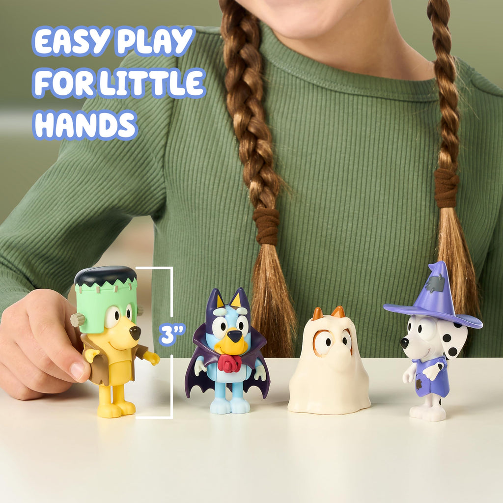 Bluey Family Figure Pack of 4, Robust Poseable Character Toys with Bingo, Chilli, and Bandit Figures, Toddler-Sized Animal Figurines for Kids Ages 3+