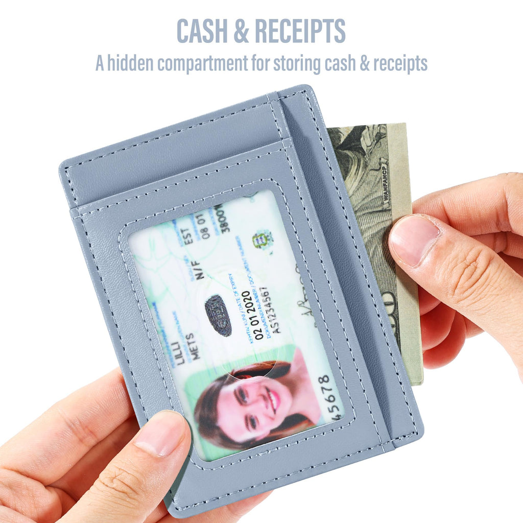 Slim Wallet Front Pocket Minimalist Leather RFID Blocking Medium Size