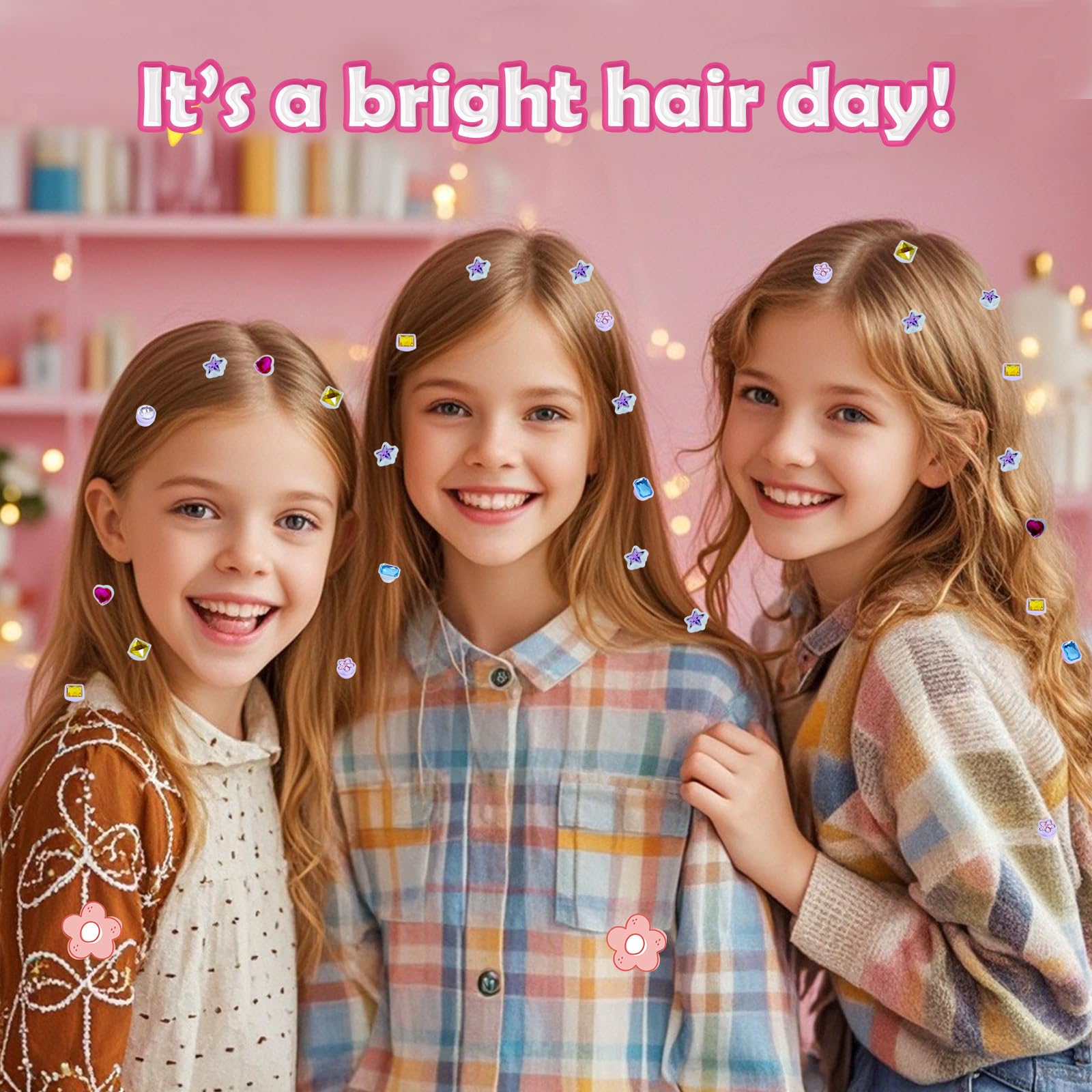 kidzkube Hair Gem Stamper Kit, Bling Hair Jewels for Girls Toys, Hair Styling Tool with Reusable Shining Diamonds, Birthday Gifts Toys for Girls Ages 3 4 5 6 8-12