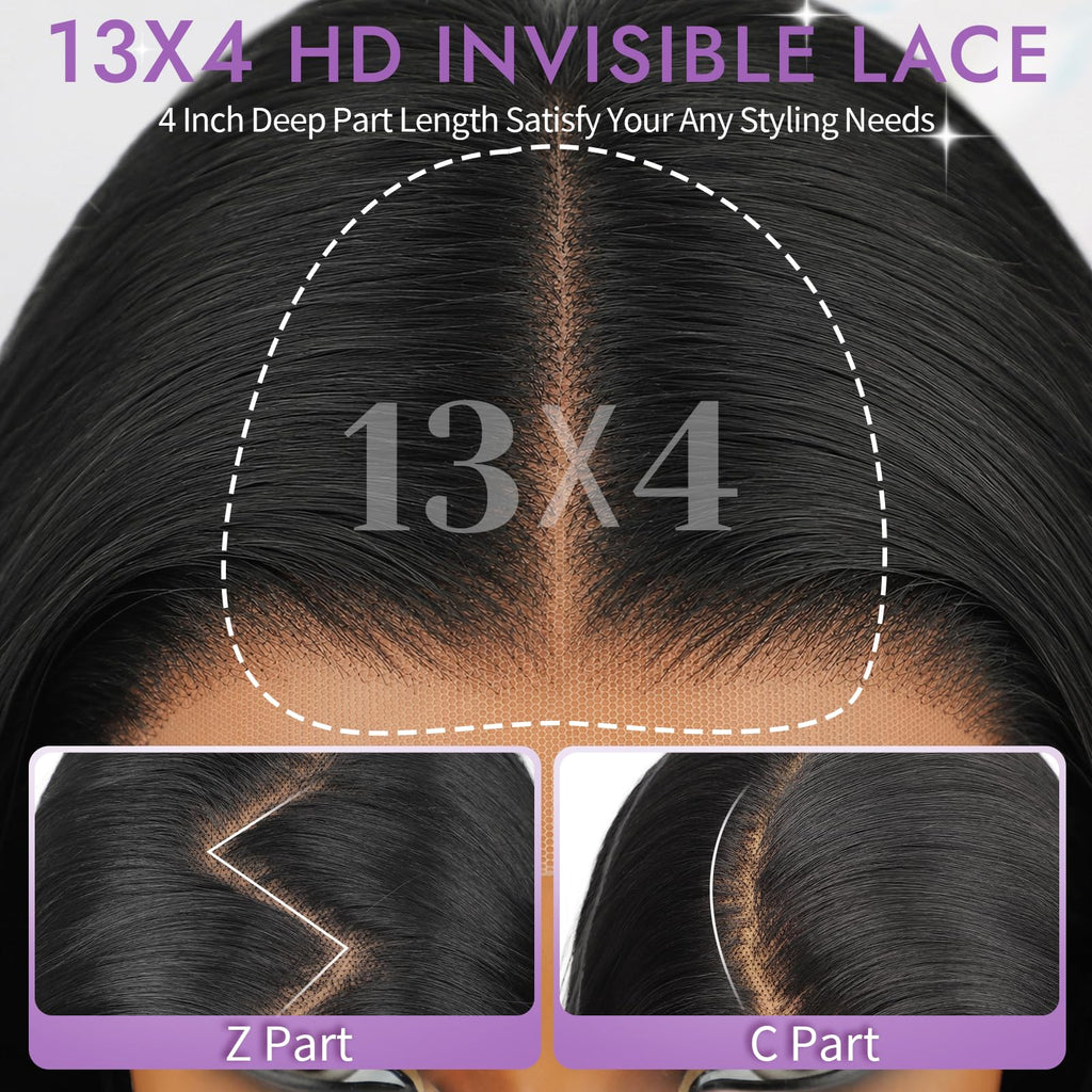 13x4 HD Lace Front Glueless Wigs for Women Black Long Layered Wave Wig Natural Hairline Heat Resistant Synthetic for Daily Use Beginner Friendly 26 Inch