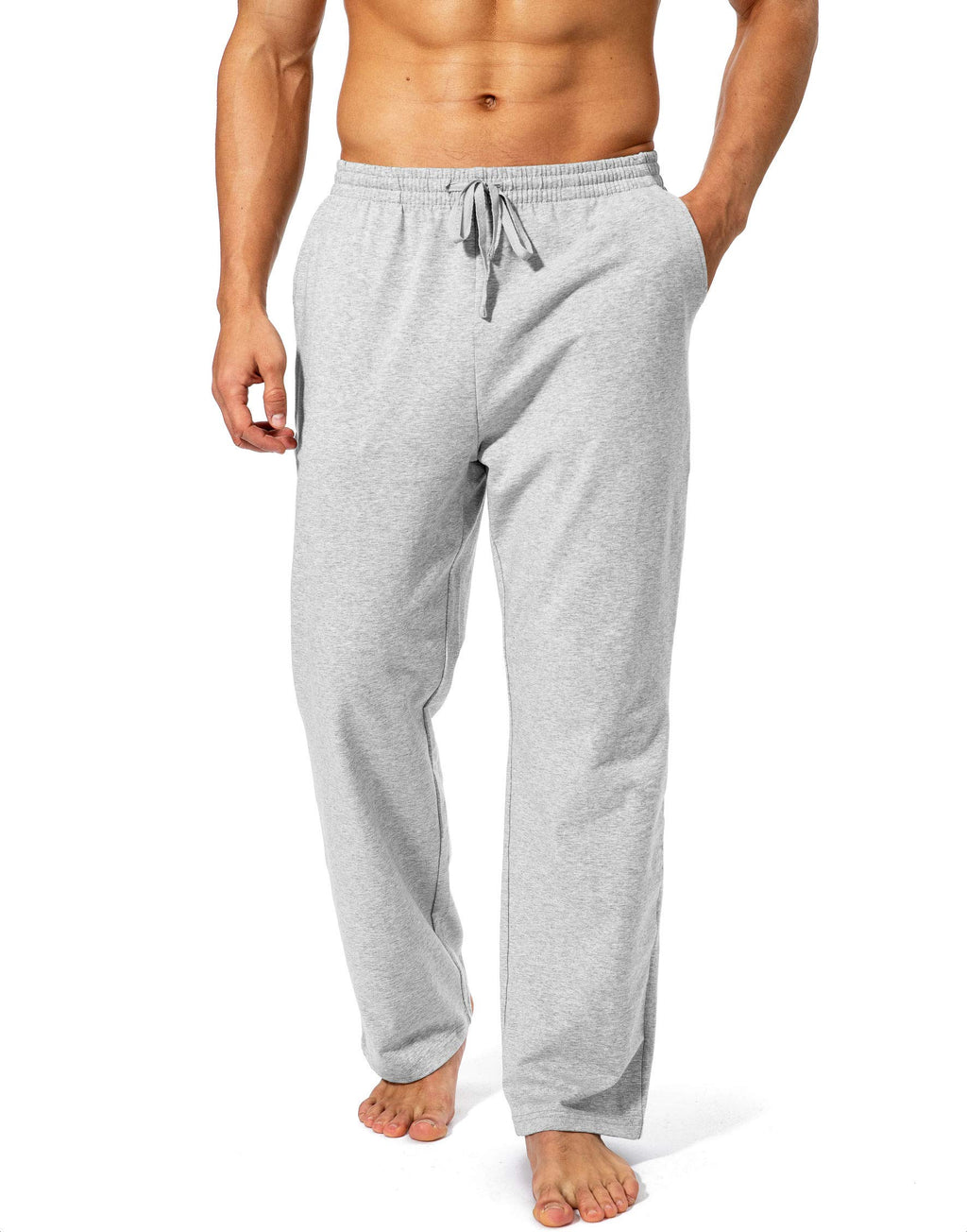 Men's Cotton Yoga Sweatpants Athletic Lounge Pants Open Bottom Casual Jersey Pants for Men with Pockets