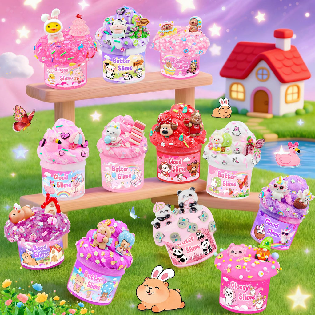 6 Pack Slimes, Pink Slime Kids, Cloud Slime kit for Girls Ages 8-12, Toys for Girls and Boys, for Kids Slime Set Party kit Goodie Bag Stuffers, 4 5 6 7 8 9 10 Year Old Girl Birthday Gift Cute Stuff