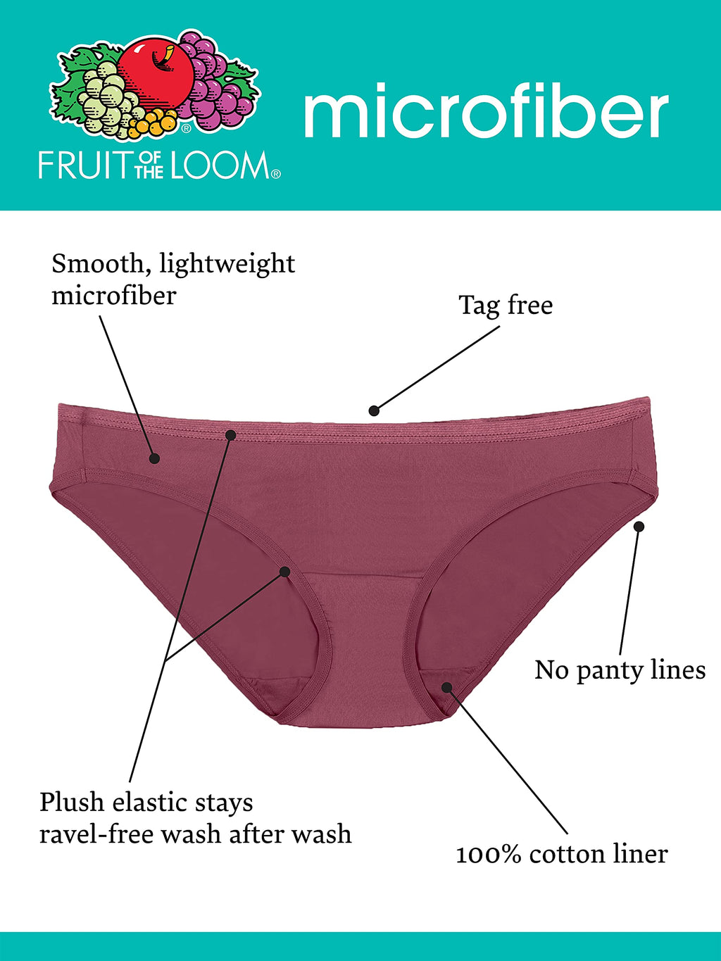 Women's Lightweight Microfiber Underwear, Smooth Under Clothes, Available in Plus Size