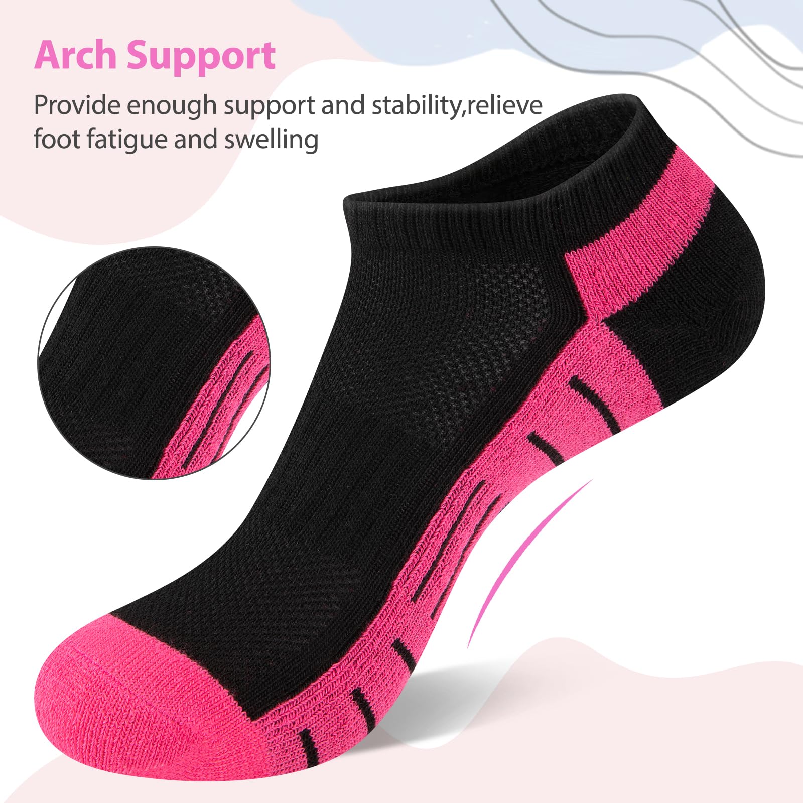 7 Pairs Ankle Socks Womens Athletic Cushioned Running Low Cut Socks for Women