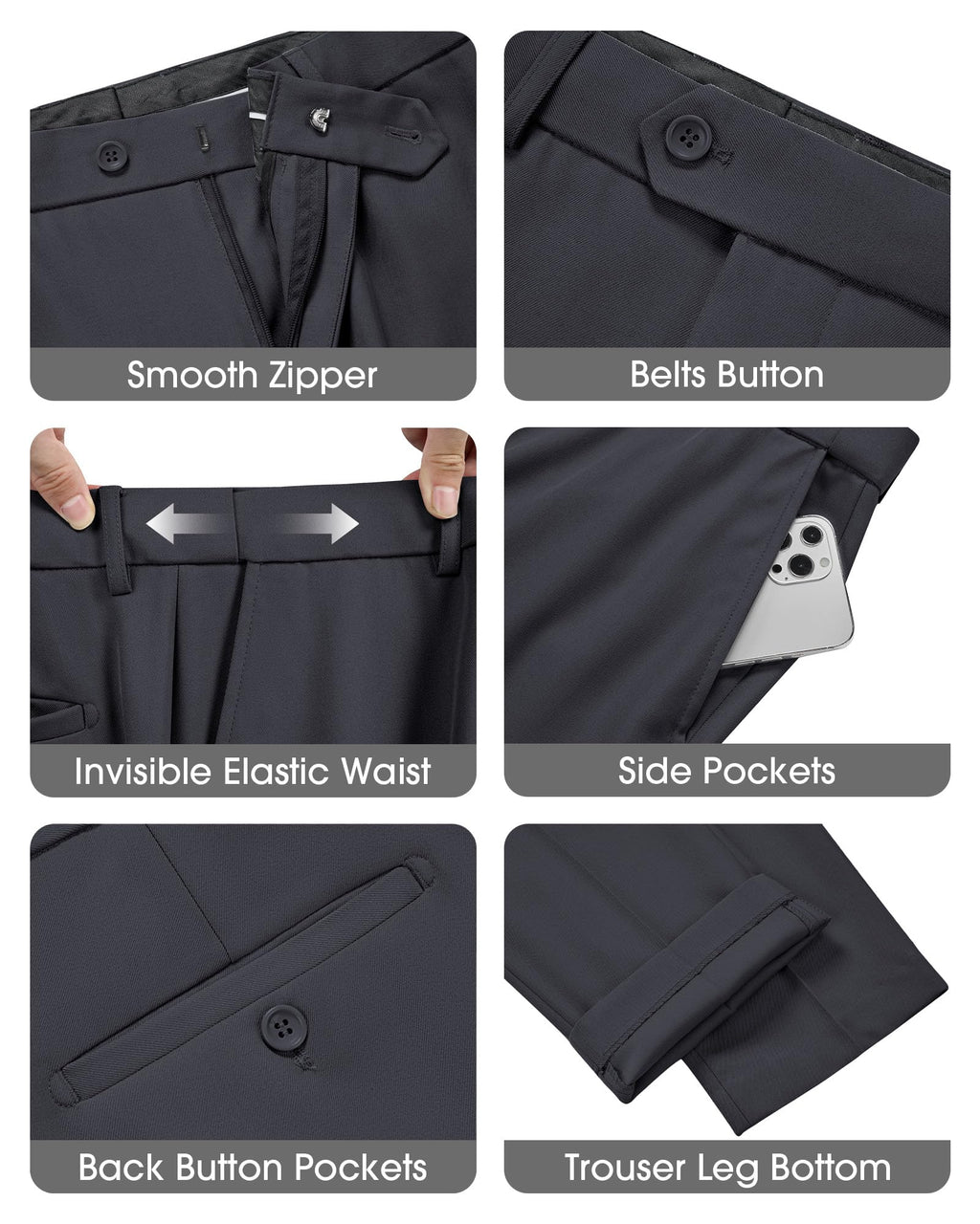 Men's Slim Fit 3 Piece Suits Two Button Blazer Vest & Pants Tuxedo Set for Business Wedding Party