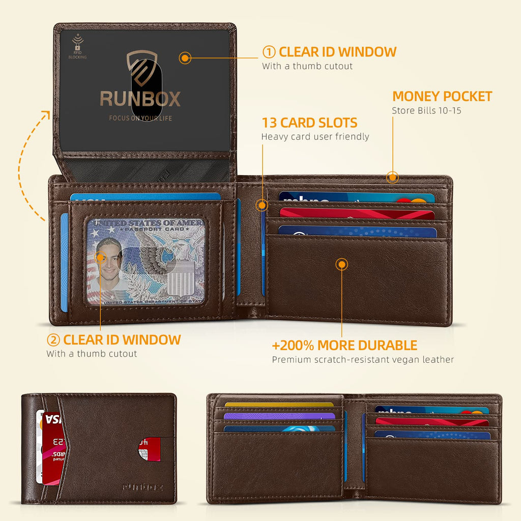 Wallet for Men -Slim Rfid Leather Mens Bifold Novelty Wallets 2 ID Window With Gift Box Men's Accessories | Slim