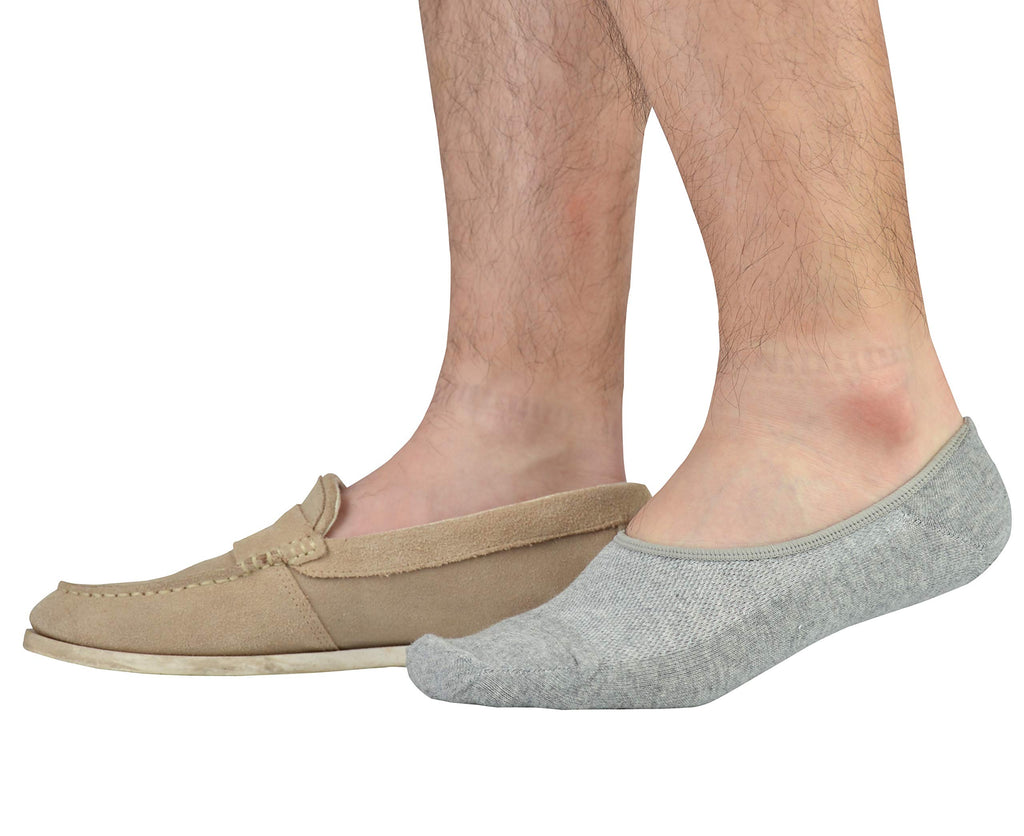 Genuine Mens No Show Socks, Loafer Sneakers Low Cut Cotton Socks With Non Slip Grips