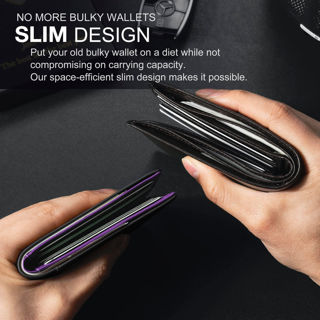 Slim Wallet for Men Rfid Blocking Leather Bifold Front Pocket Carbon Fiber Men's Money Clips Credit Card Holder With Gift Box