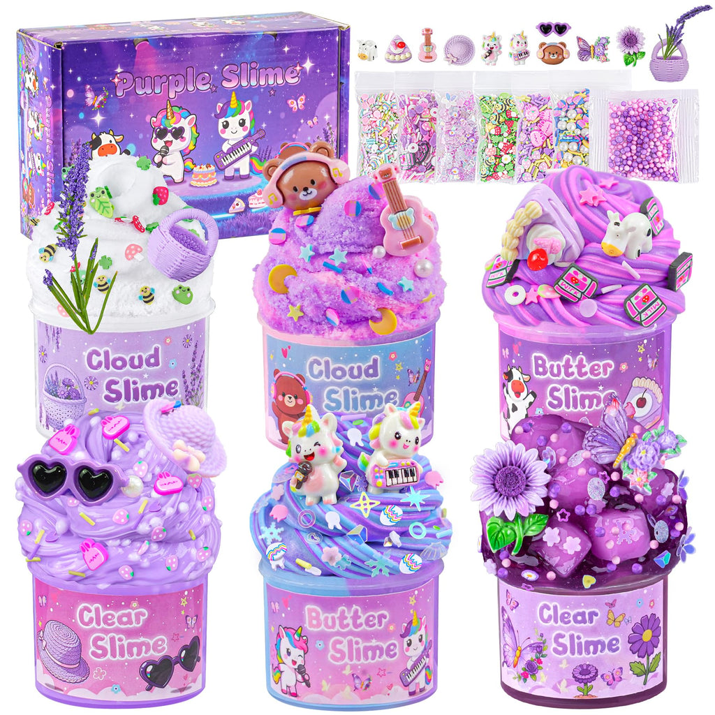 6 Pack Slimes, Pink Slime Kids, Cloud Slime kit for Girls Ages 8-12, Toys for Girls and Boys, for Kids Slime Set Party kit Goodie Bag Stuffers, 4 5 6 7 8 9 10 Year Old Girl Birthday Gift Cute Stuff