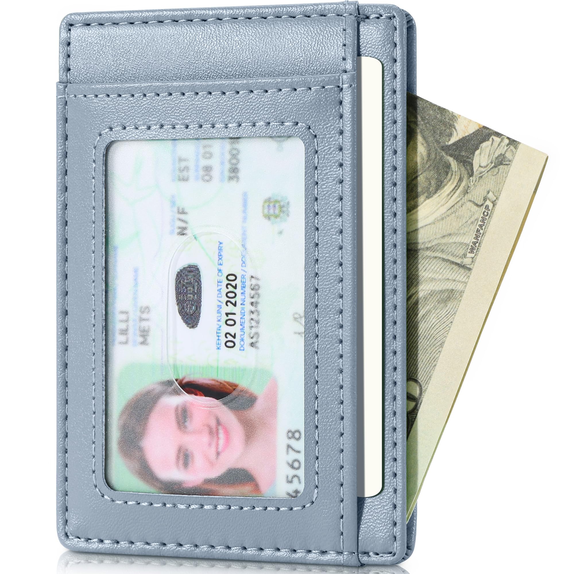 Slim Wallet Front Pocket Minimalist Leather RFID Blocking Medium Size