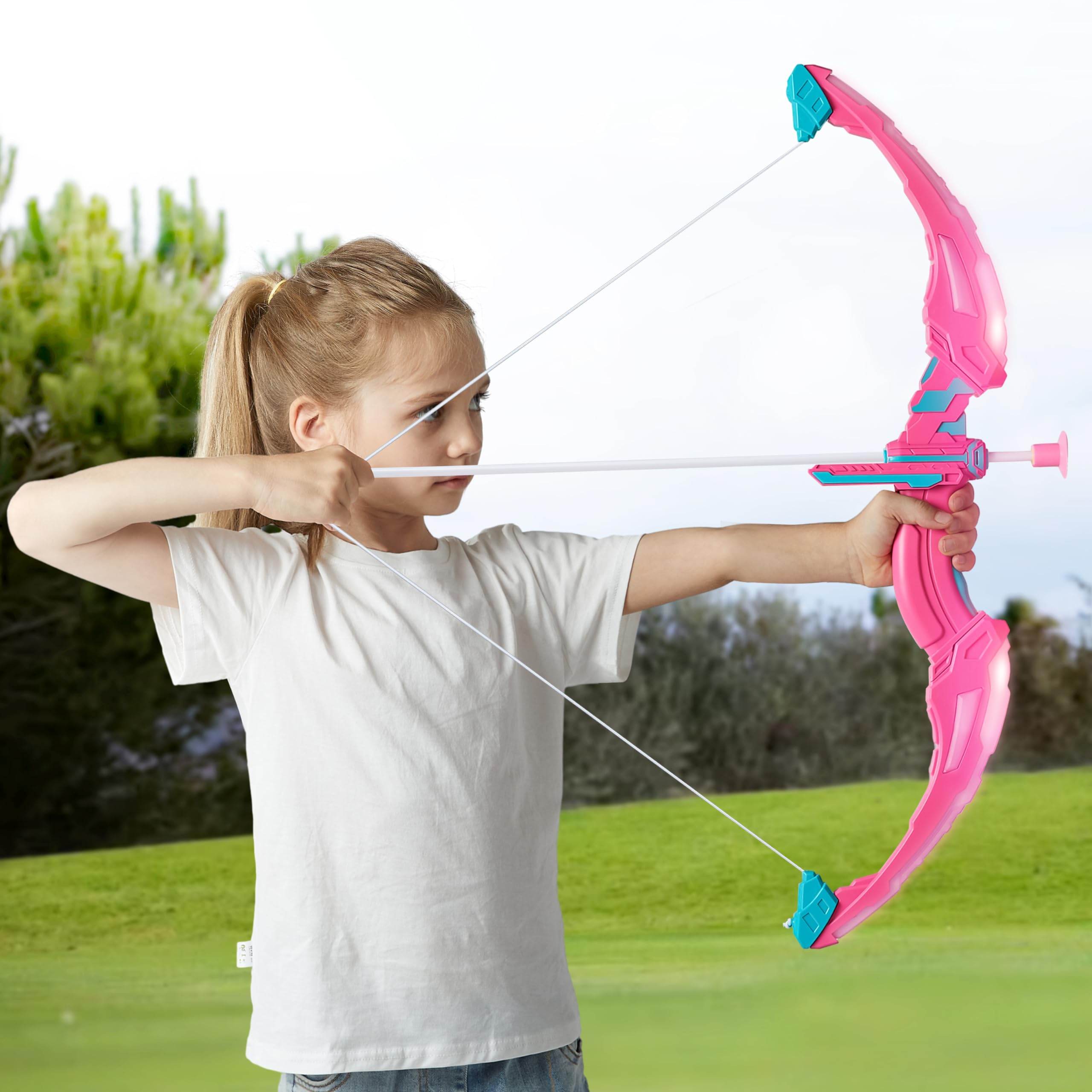 JOYIN Kids Bow and Arrow Set, LED Light Up Archery Toy Set with 9 Suction Cup Arrows, Target & Arrow Case, Indoor and Outdoor Hunting Play Gift Toys for Kids, Boys & Girls Ages 6-12