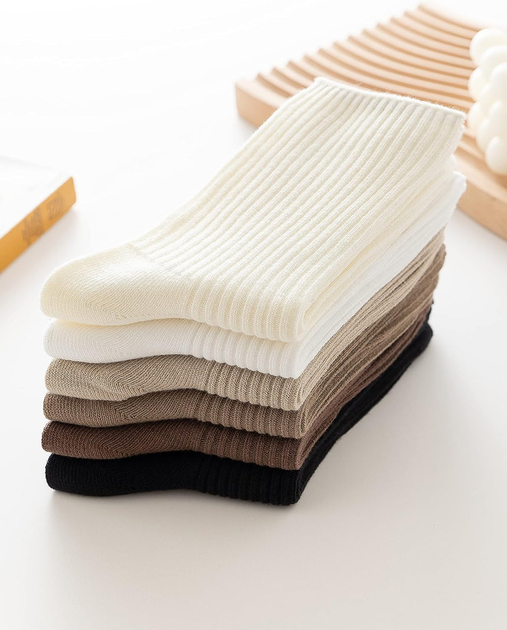 Womens Cute Crew Socks Casual Athletic Aesthetic Socks Neutral Cotton Socks for Women Granola Girls Clothes