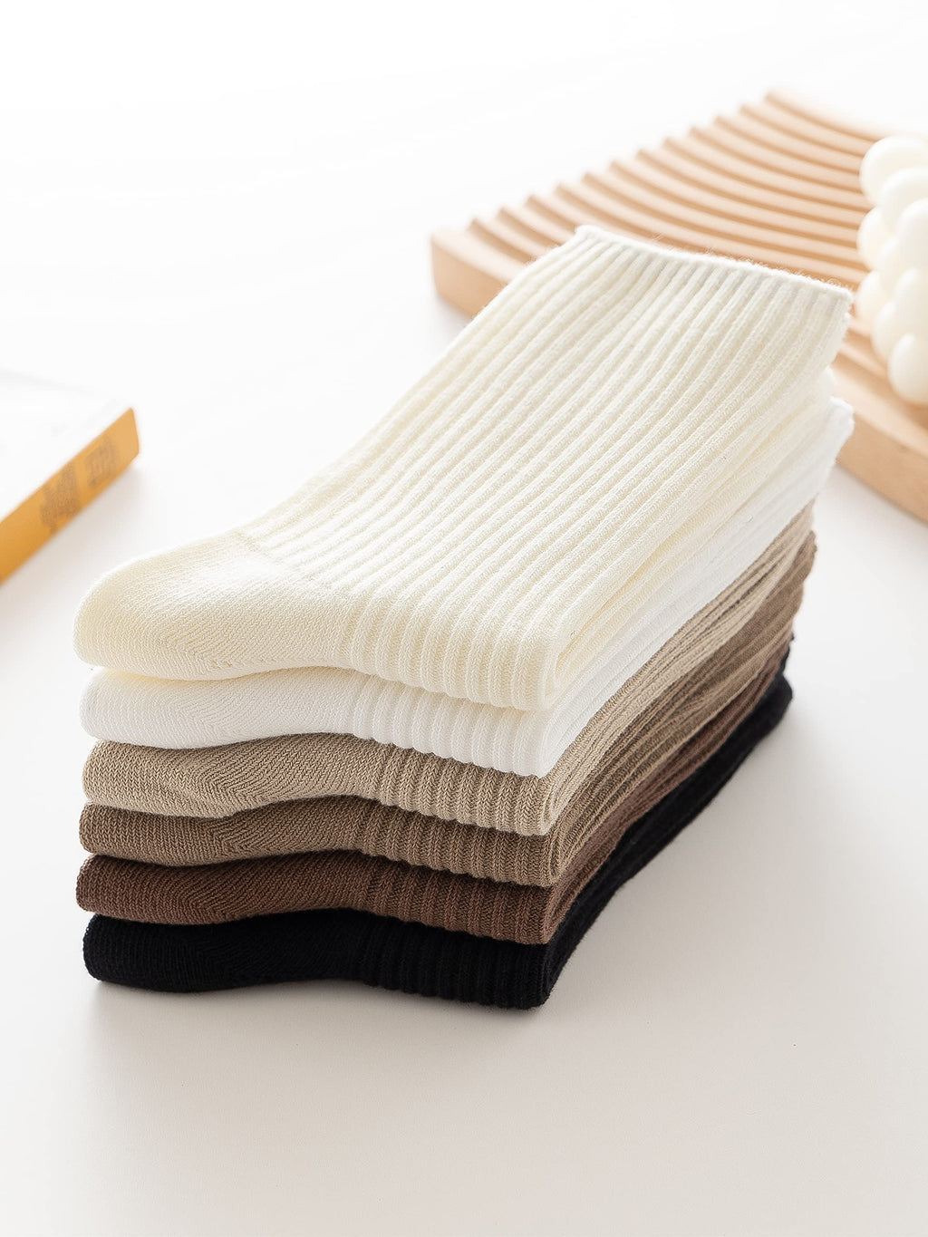 Womens Cute Crew Socks Casual Athletic Aesthetic Socks Neutral Cotton Socks for Women Granola Girls Clothes