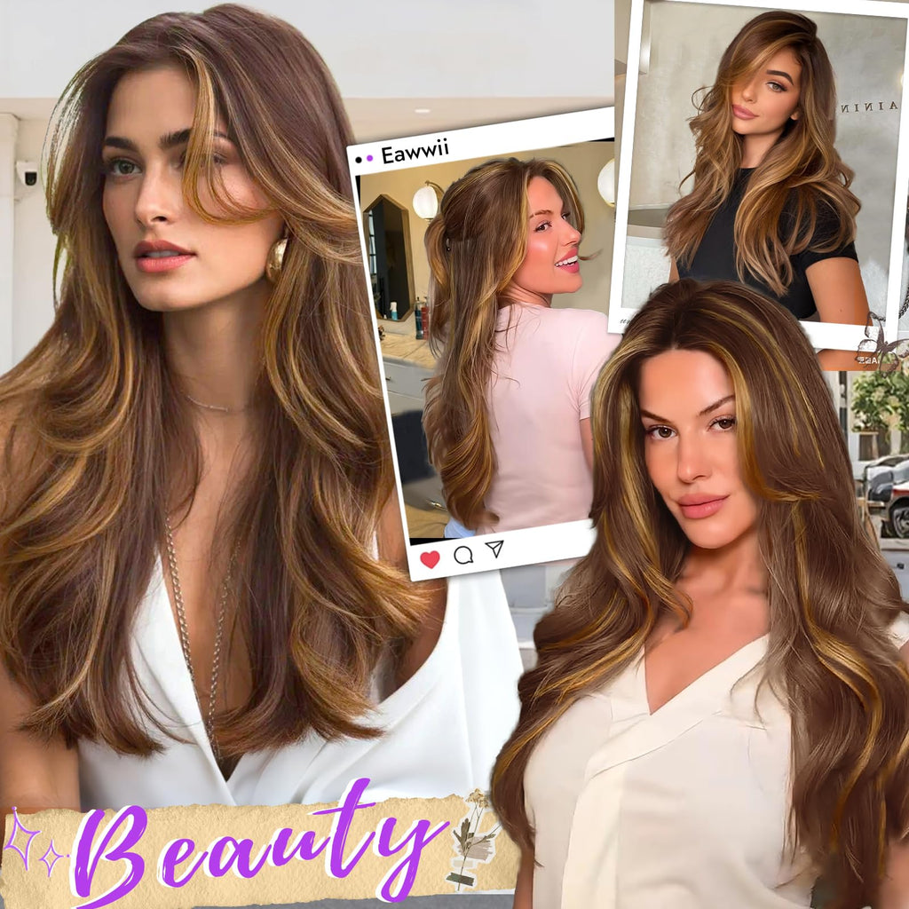 13x4 HD Lace Front Glueless Wigs for Women Black Long Layered Wave Wig Natural Hairline Heat Resistant Synthetic for Daily Use Beginner Friendly 26 Inch