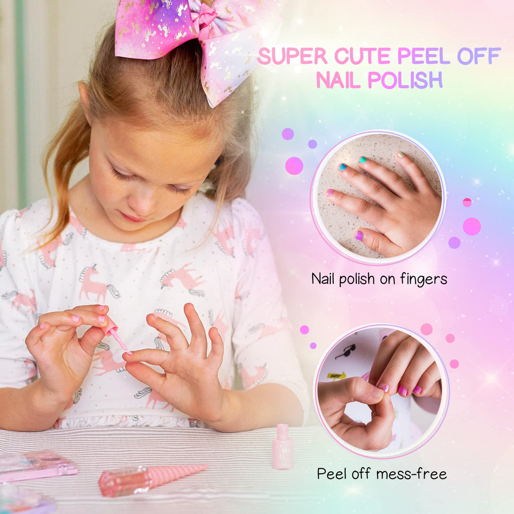 Kids Real Makeup Kit with Pink Unicorn Purse, Non Toxic Washable Make Up Set - Unicorn Toys for Girls Age 4-6, Girls Easter Basket Stuffers, Easter Gifts for Kids, Girl Gift Ages 3 4 5 6 7 8 Years Old
