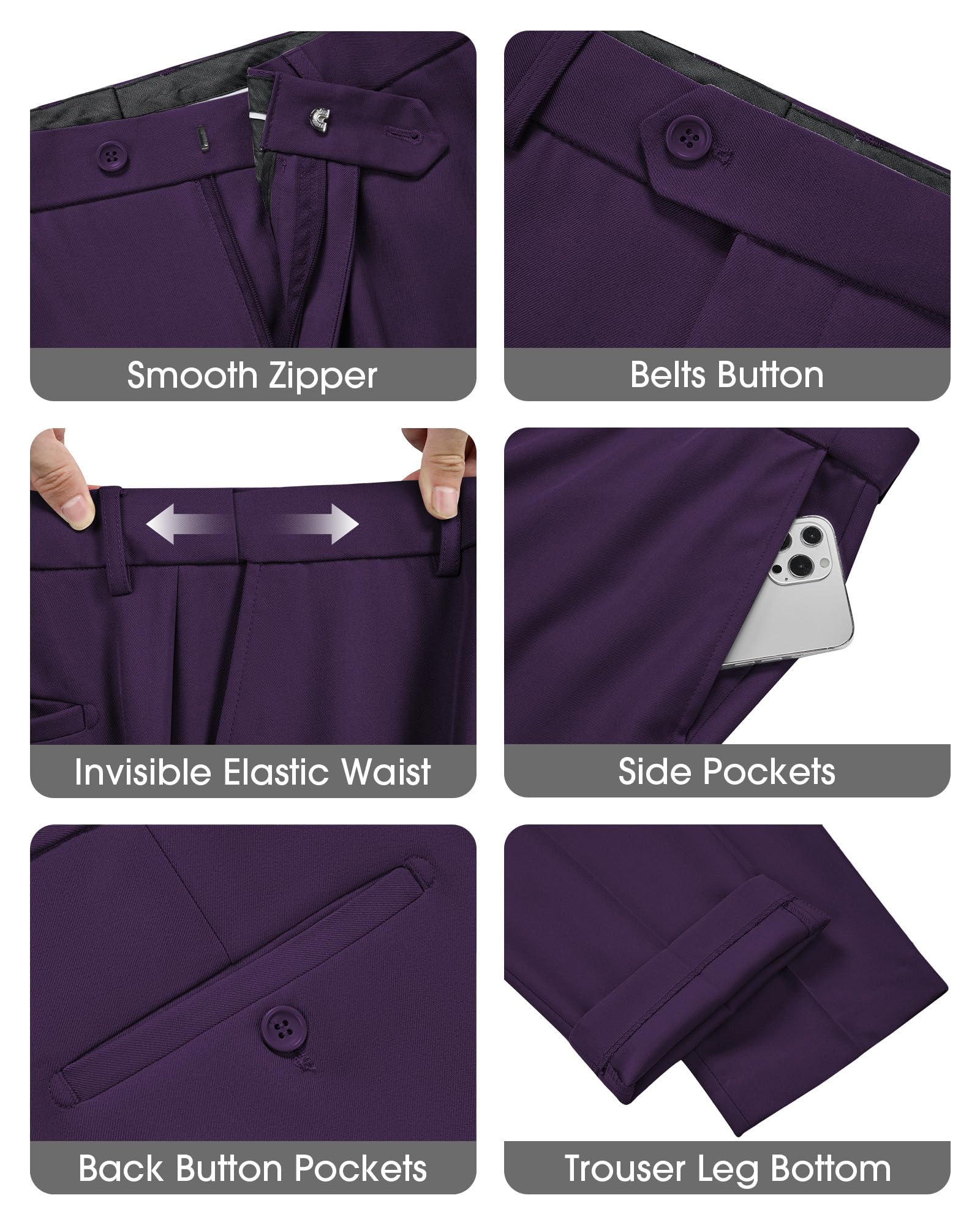 Men's Slim Fit 3 Piece Suits Two Button Blazer Vest & Pants Tuxedo Set for Business Wedding Party