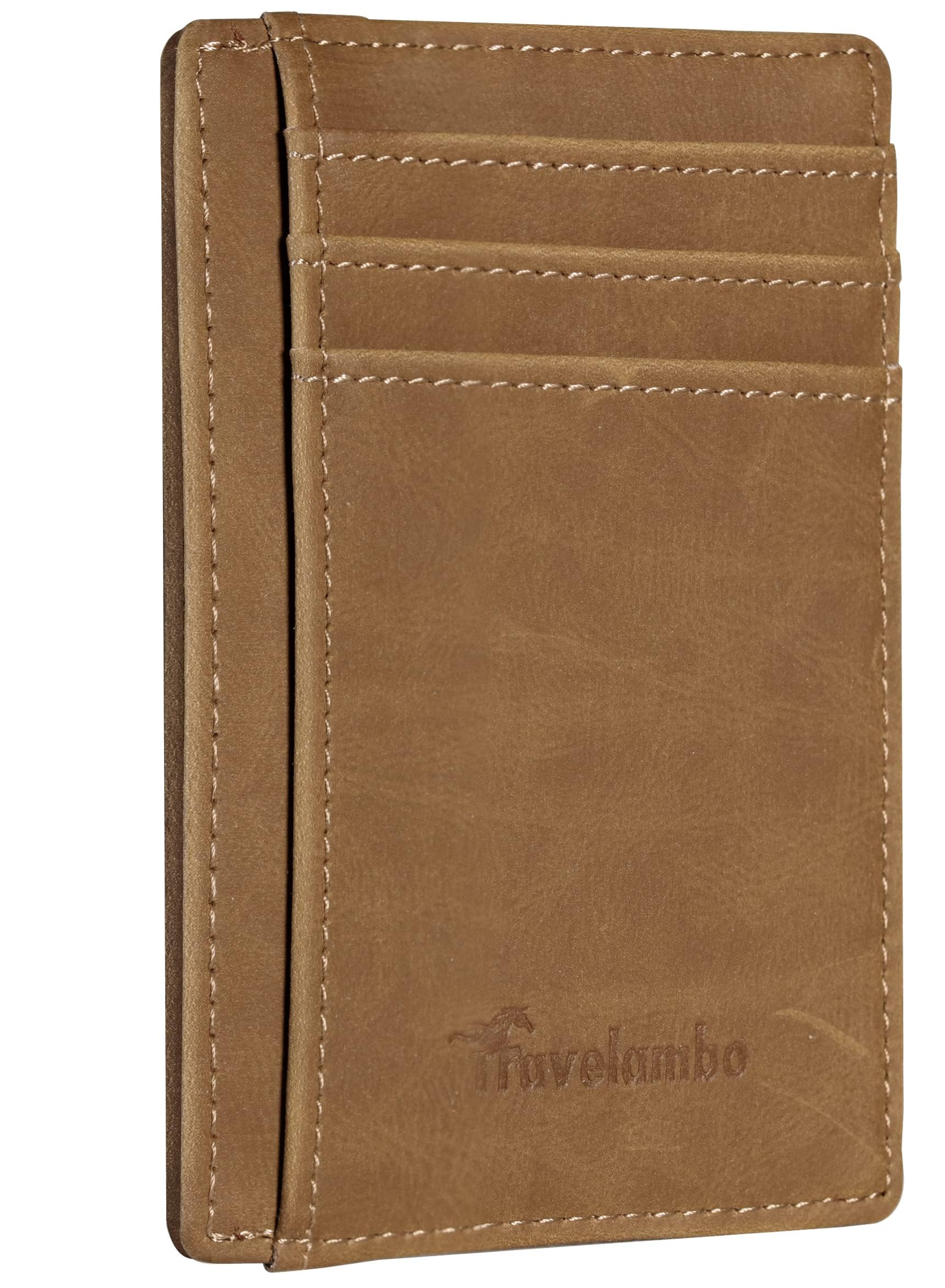 Slim Wallet Front Pocket Minimalist Leather RFID Blocking Medium Size