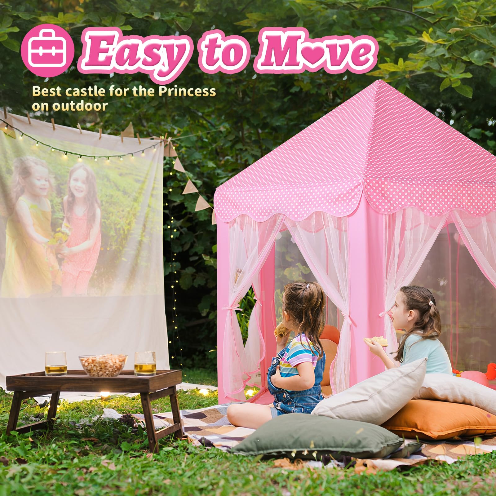 Monobeach Princess Tent Girls Large Playhouse Kids Castle Play Tent with Star Lights Toy for Children Indoor and Outdoor Games, 55'' x 53'' (DxH)