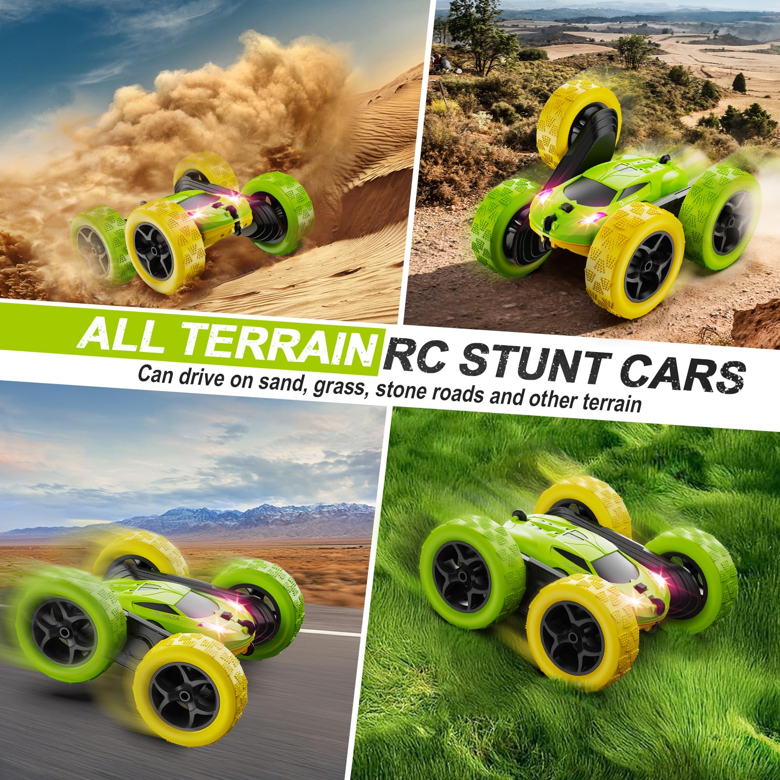 QUNREDA RC Cars, Pink Remote Control Car for Girls, 2.4 GHZ Double Sided RC Stunt Car 360° Rotating Remote Control Crawler with Headlights Car Toys for 6 7 8 9 10 11 12 Girls Birthday Gift Grandkids