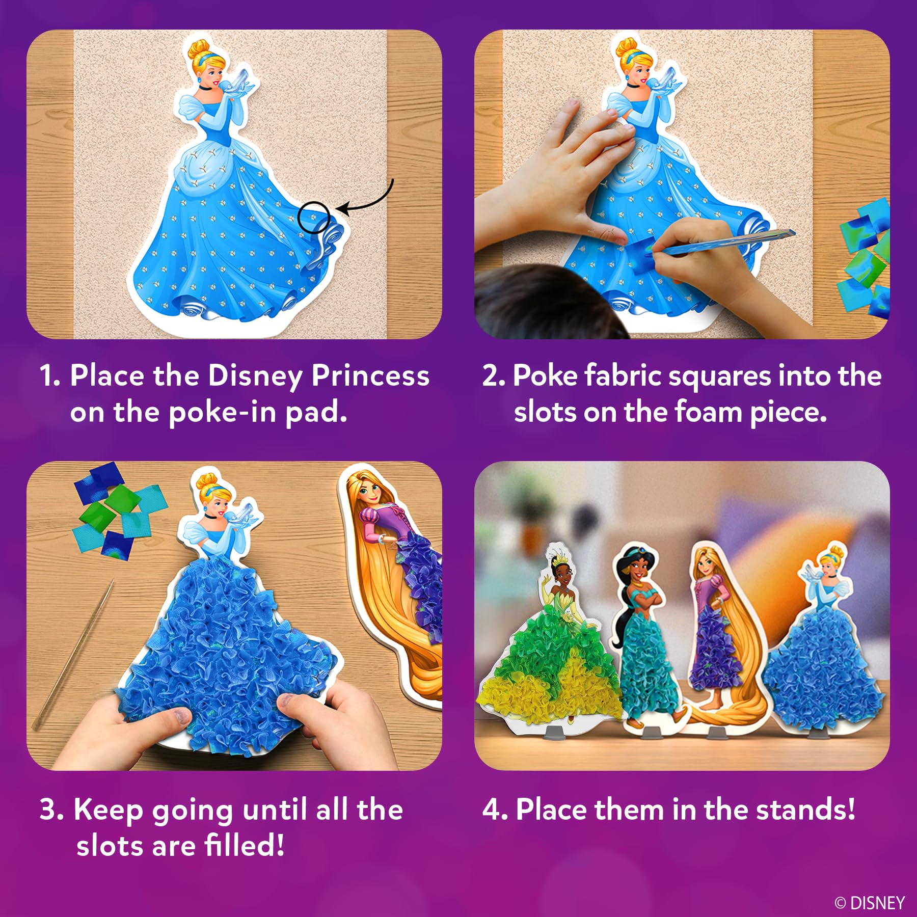 Skillmatics Poke-in Art - Magical Princesses, Mess-Free Fun for Kids, DIY Wood Craft Kits, Creative Activity, Gifts for Girls & Boys Ages 4, 5, 6, 7, 8, 9