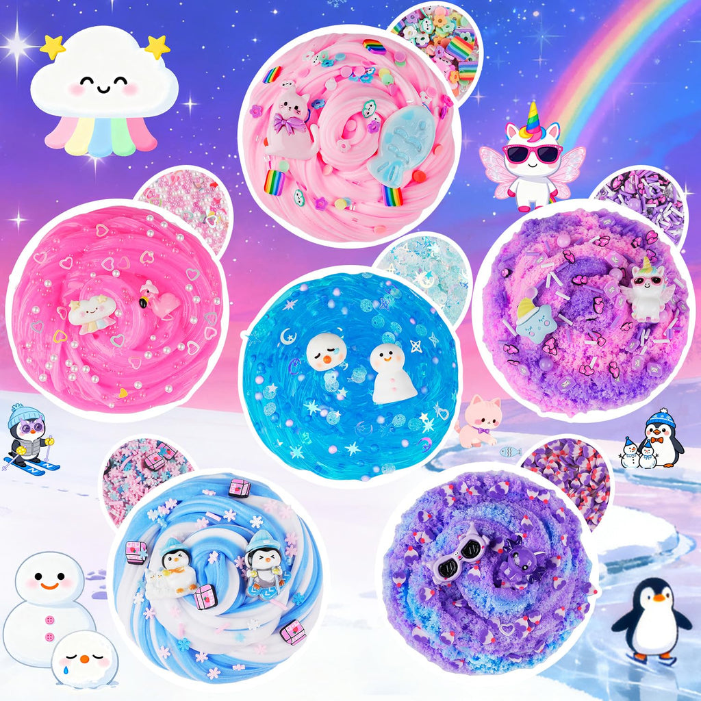 6 Pack Slimes, Pink Slime Kids, Cloud Slime kit for Girls Ages 8-12, Toys for Girls and Boys, for Kids Slime Set Party kit Goodie Bag Stuffers, 4 5 6 7 8 9 10 Year Old Girl Birthday Gift Cute Stuff
