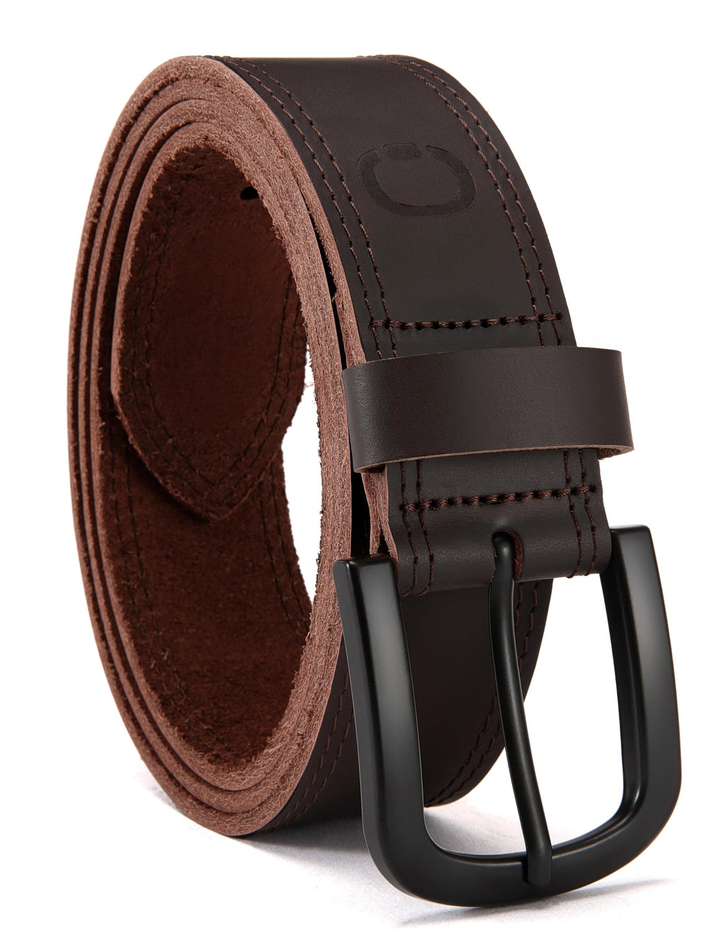 Mens Belts Casual for Jeans - Full-Grain Leather, Durable Cowhide | Solid Buckle, Classic Style, Handmade, Daily Wear, Gift Box
