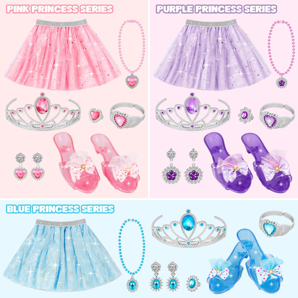 LJZJ Princess Dress Up Toys & Jewelry Boutique, Girls Role Play Gift for 3+ Year Old Girl Toddler B-Day Party Favors