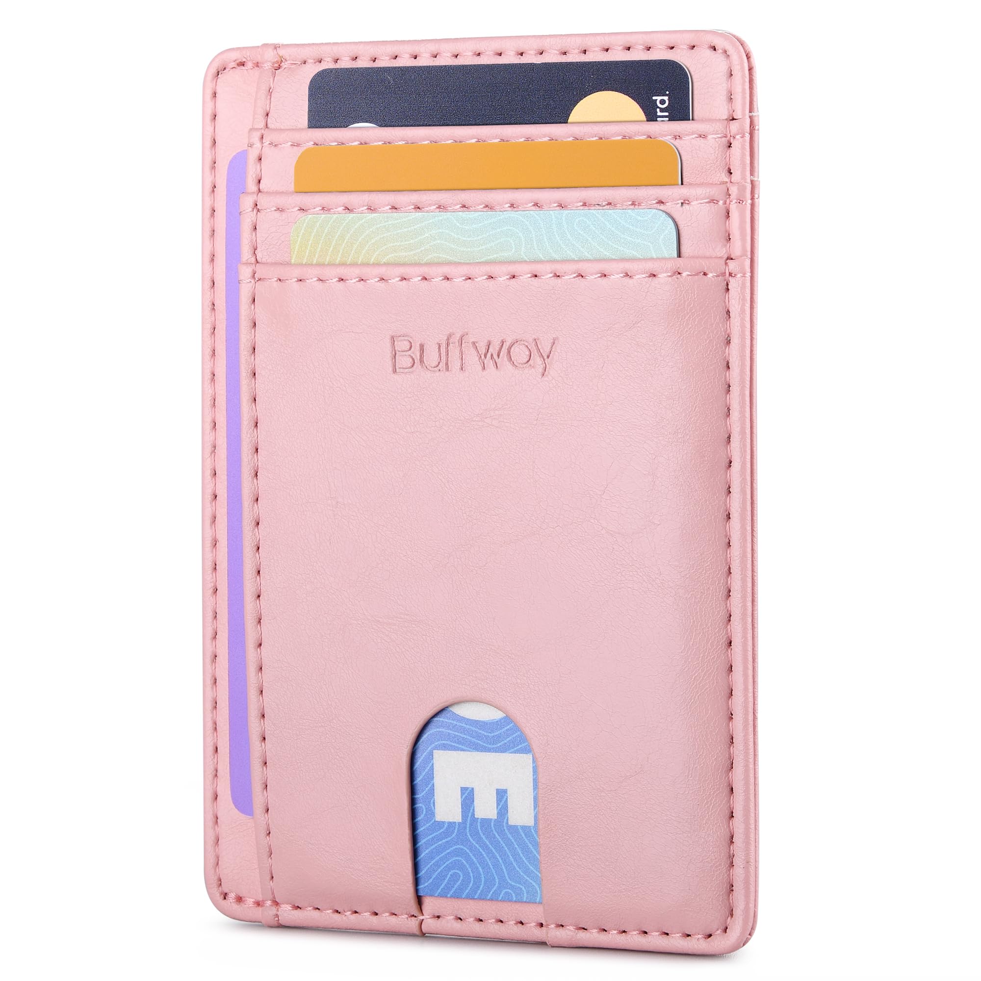 Slim Minimalist Front Pocket RFID Blocking Leather Wallets for Men and Women - Carbon Fiber Black