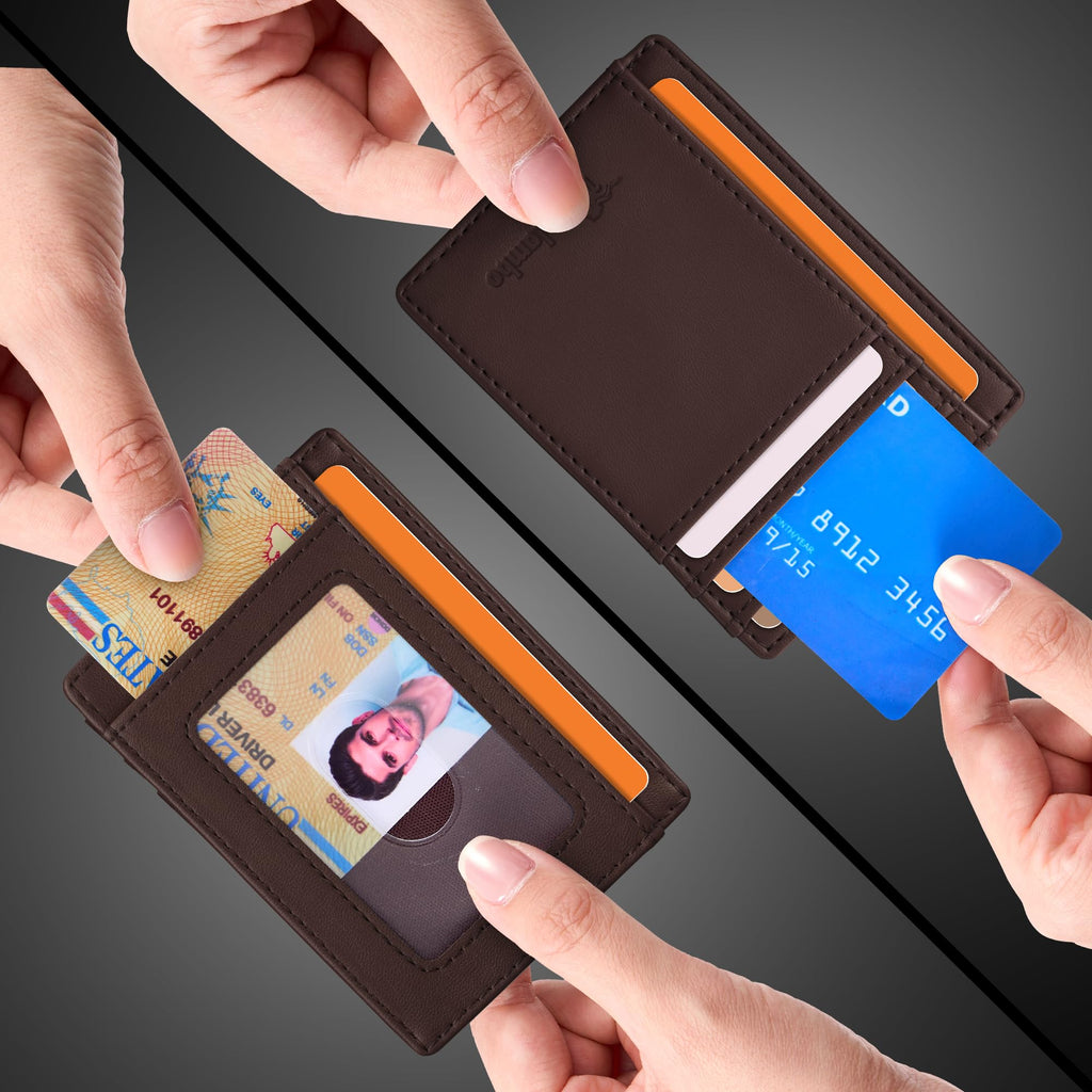 Slim Wallet Front Pocket Minimalist Leather RFID Blocking Medium Size