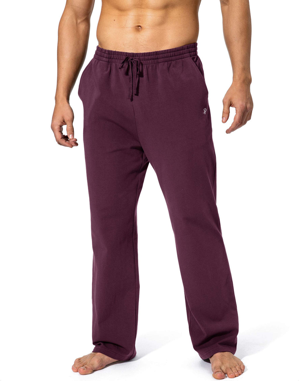 Men's Cotton Yoga Sweatpants Athletic Lounge Pants Open Bottom Casual Jersey Pants for Men with Pockets