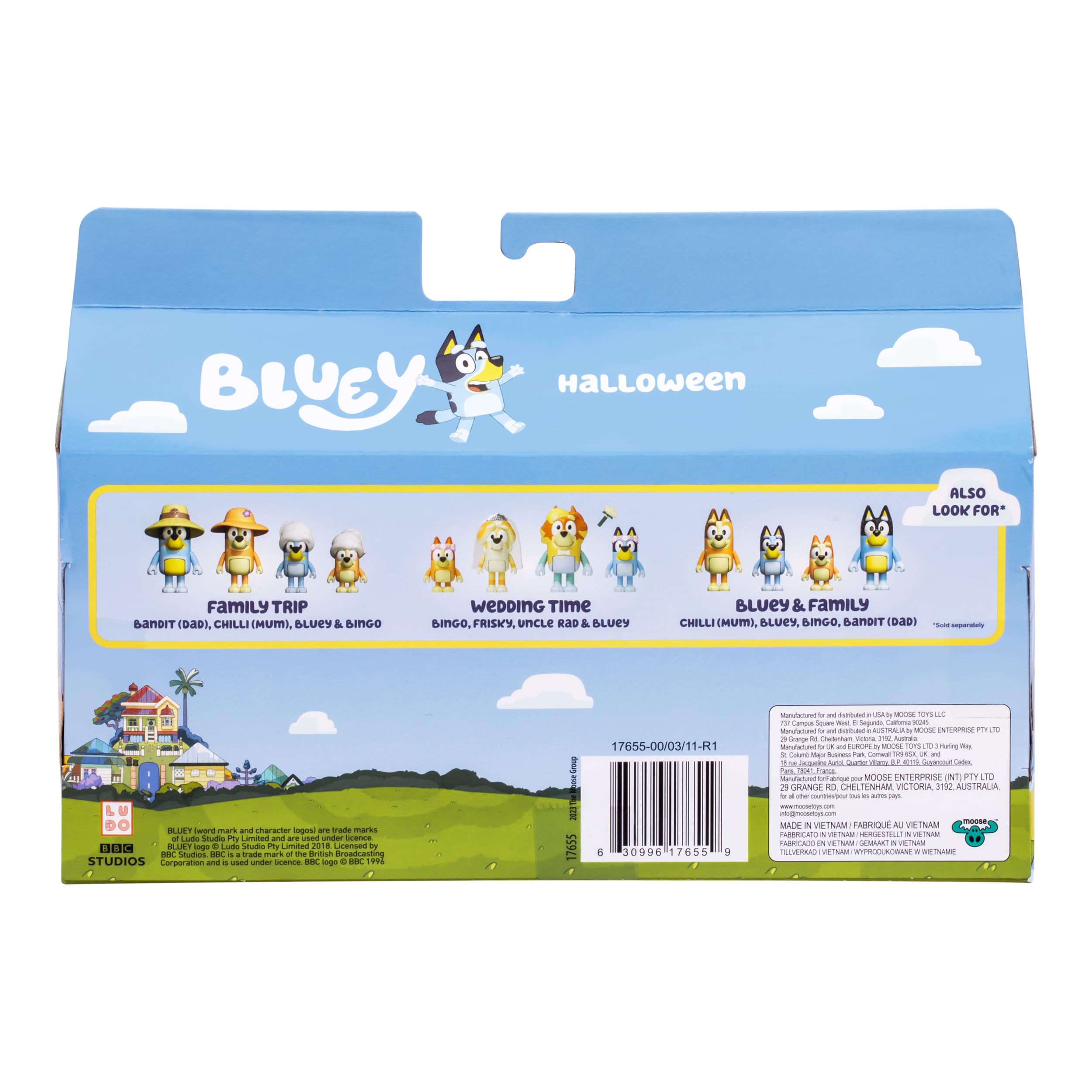 Bluey Family Figure Pack of 4, Robust Poseable Character Toys with Bingo, Chilli, and Bandit Figures, Toddler-Sized Animal Figurines for Kids Ages 3+