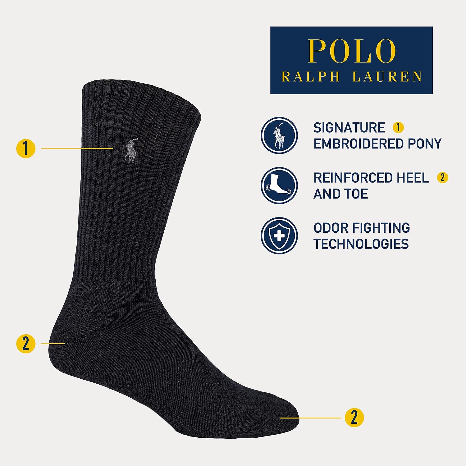 Men's Ribbed Casual Crew Sock 3-Pack