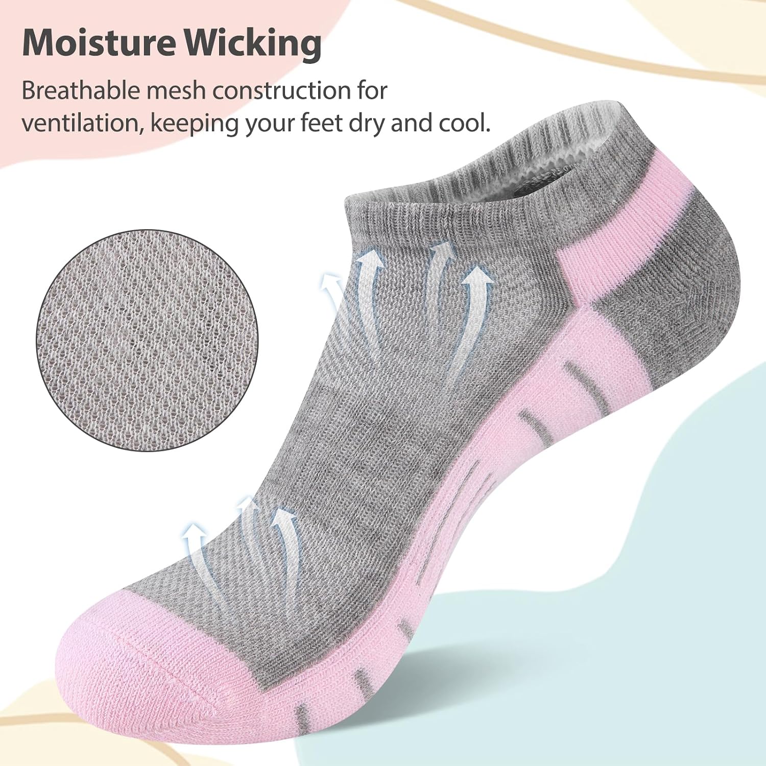 7 Pairs Ankle Socks Womens Athletic Cushioned Running Low Cut Socks for Women