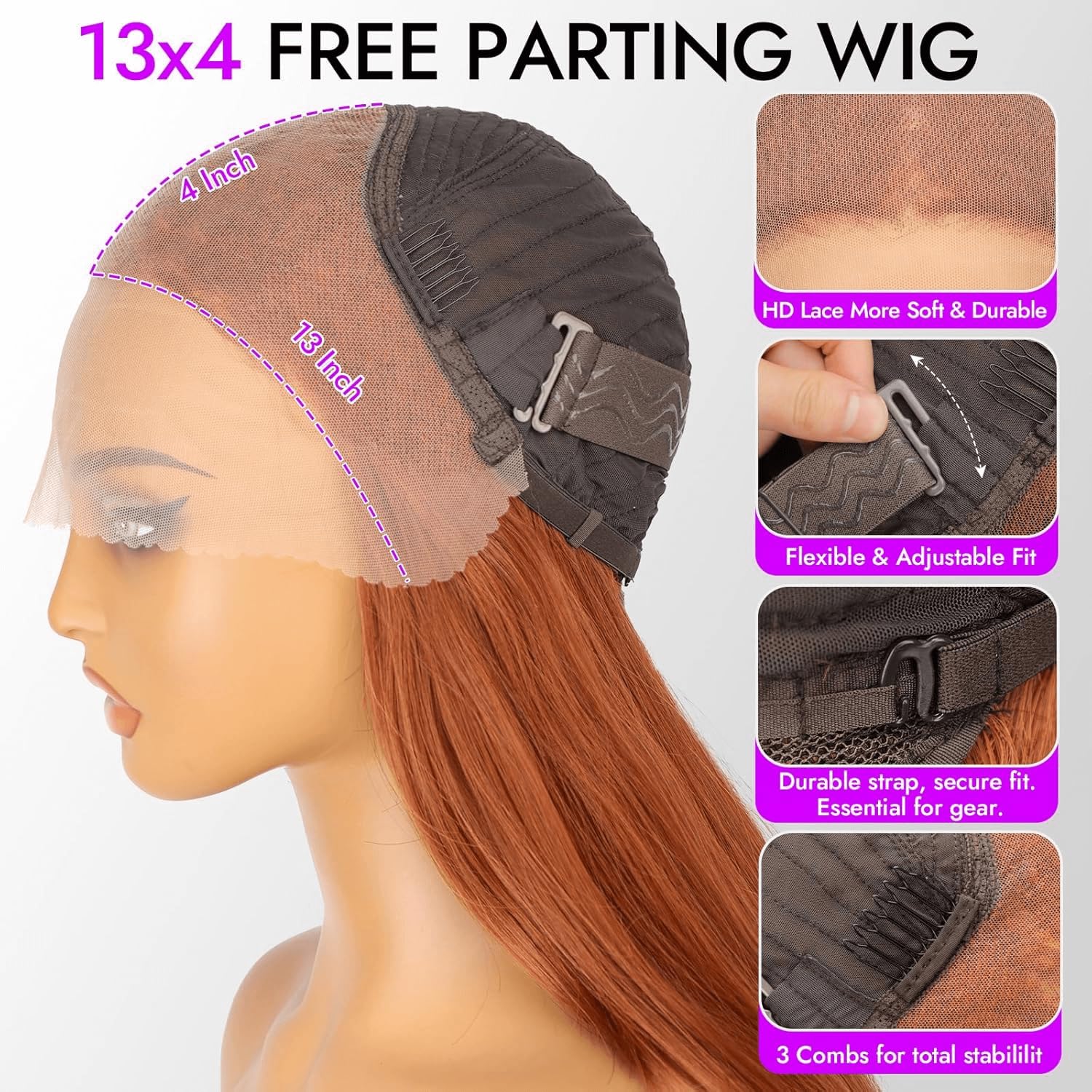 13x4 HD Lace Front Glueless Wigs for Women Black Long Layered Wave Wig Natural Hairline Heat Resistant Synthetic for Daily Use Beginner Friendly 26 Inch