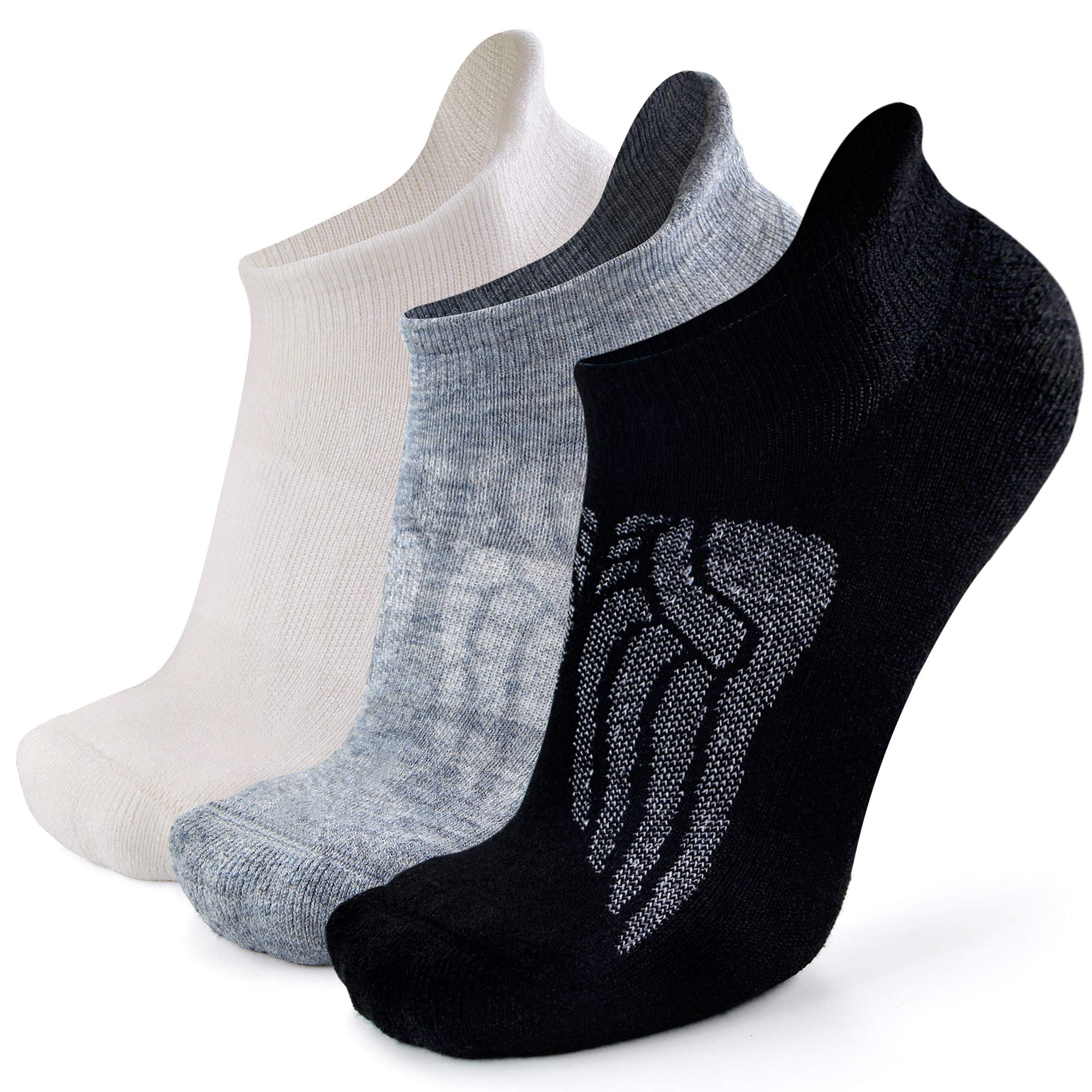 Merino Wool Compression Support Ankle Running Hiking Socks for Men Women, Soft Thick Cushion Tab Socks 3/6 Pairs