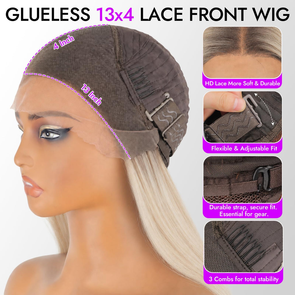 13x4 HD Lace Front Glueless Wigs for Women Black Long Layered Wave Wig Natural Hairline Heat Resistant Synthetic for Daily Use Beginner Friendly 26 Inch