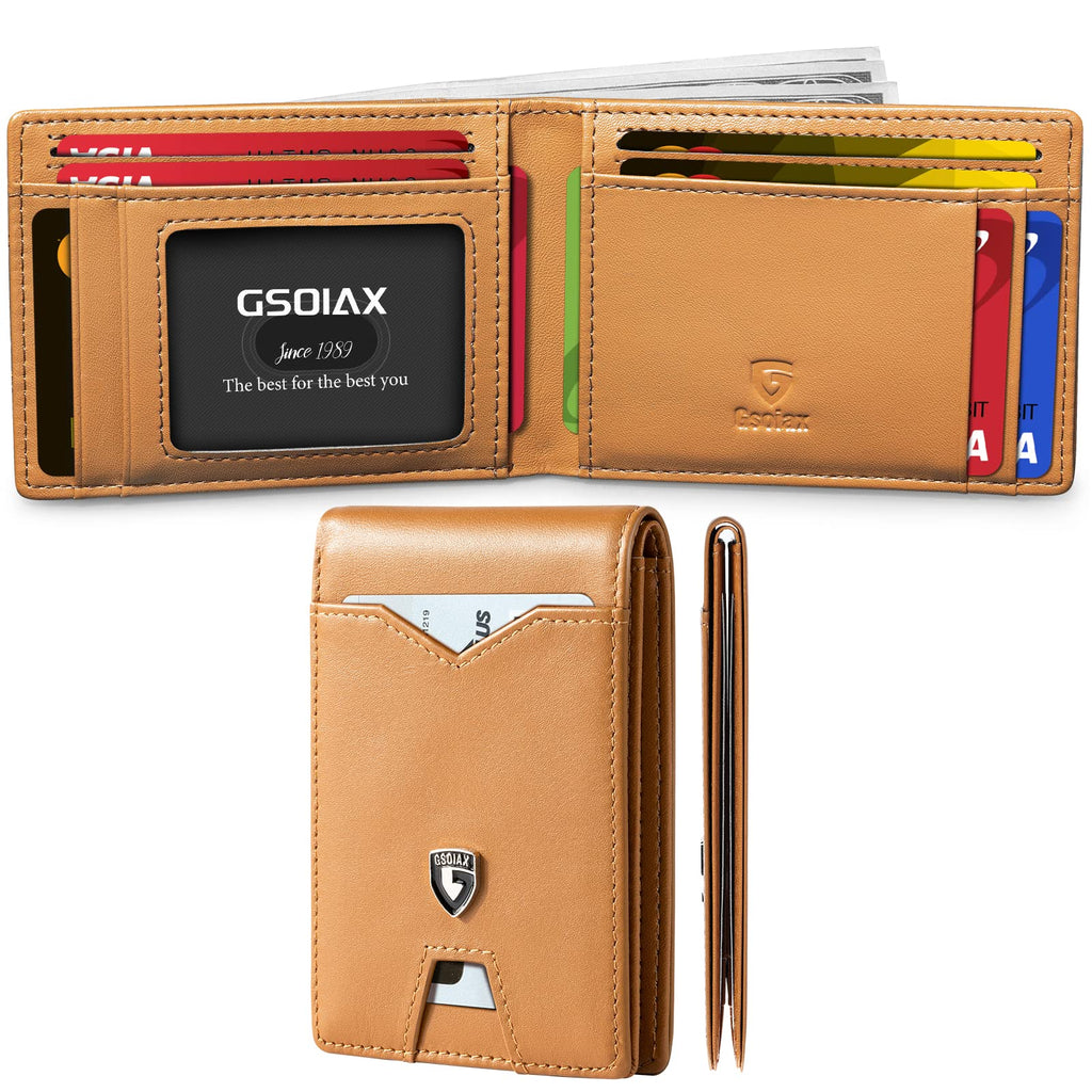 Slim Wallet for Men Rfid Blocking Leather Bifold Front Pocket Carbon Fiber Men's Money Clips Credit Card Holder With Gift Box