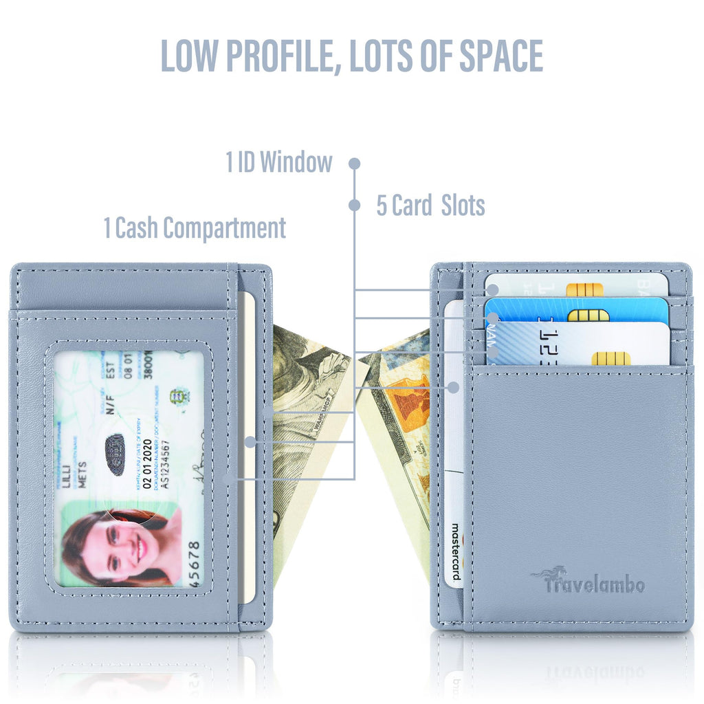 Slim Wallet Front Pocket Minimalist Leather RFID Blocking Medium Size