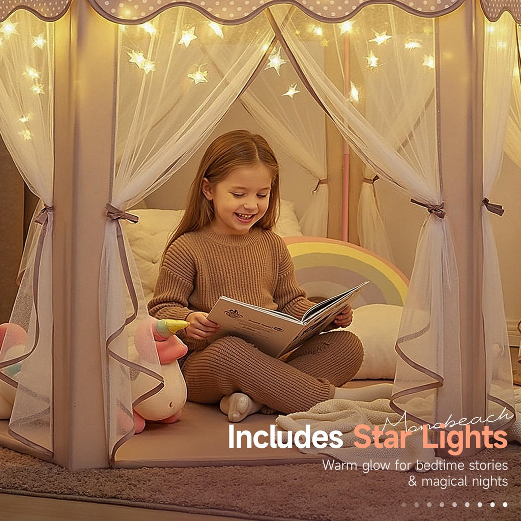 Monobeach Princess Tent Girls Large Playhouse Kids Castle Play Tent with Star Lights Toy for Children Indoor and Outdoor Games, 55'' x 53'' (DxH)