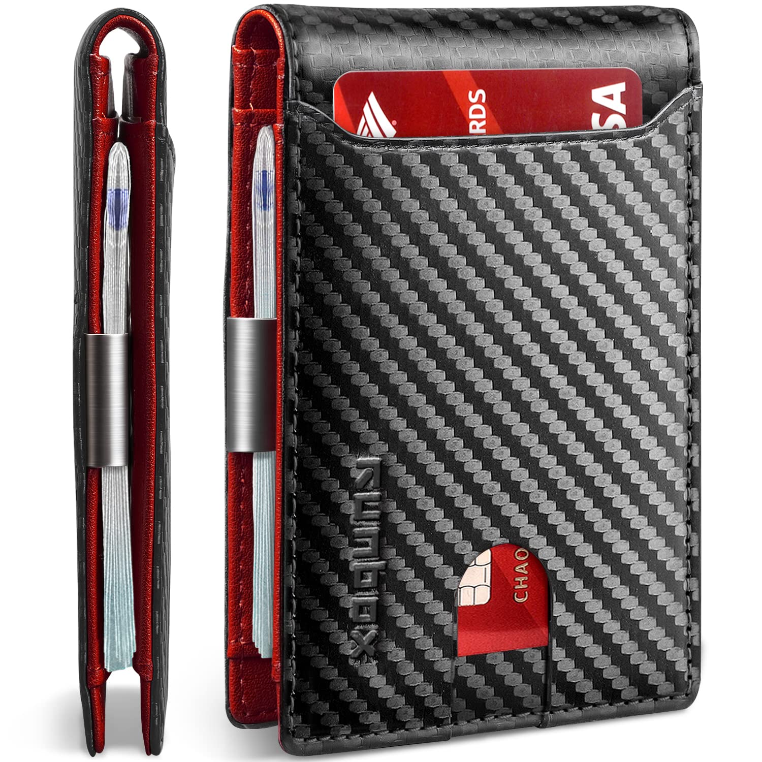 Slim Wallets for Men - Leather Money Clip Mens Wallet - RFID Blocking Front Pocket Bifold Wallet - Thin Credit Card Holder with Gift Box
