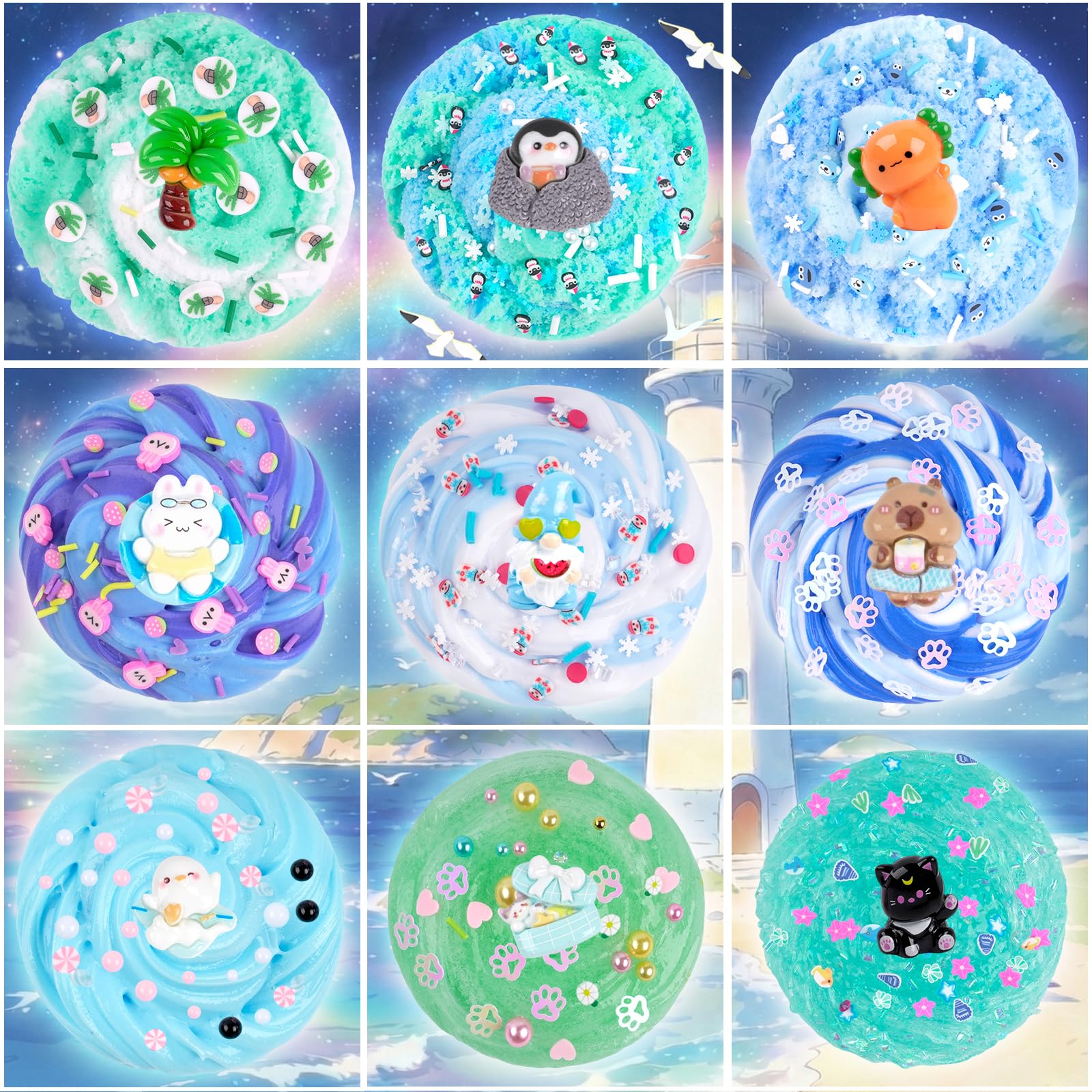 6 Pack Slimes, Pink Slime Kids, Cloud Slime kit for Girls Ages 8-12, Toys for Girls and Boys, for Kids Slime Set Party kit Goodie Bag Stuffers, 4 5 6 7 8 9 10 Year Old Girl Birthday Gift Cute Stuff