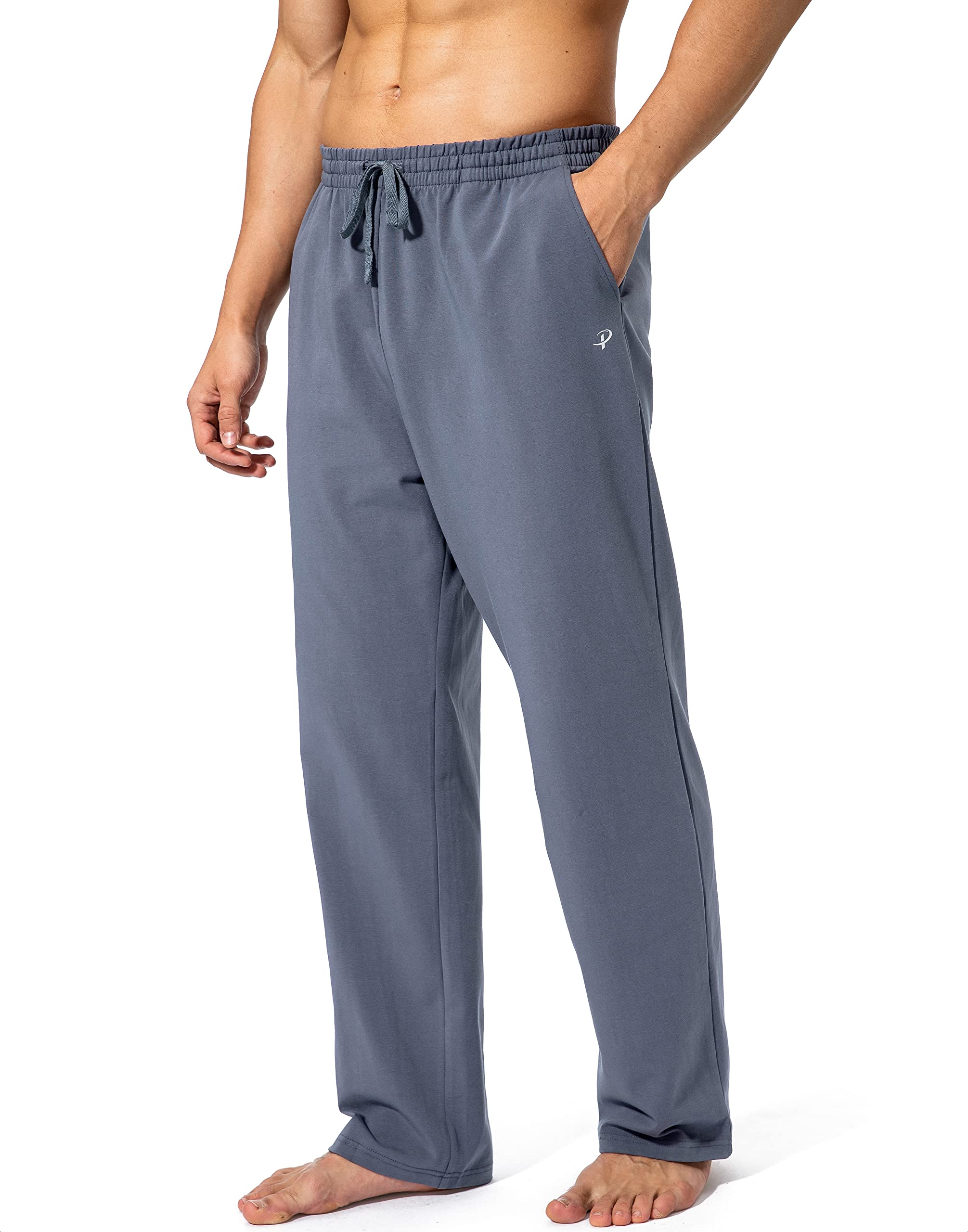Men's Cotton Yoga Sweatpants Athletic Lounge Pants Open Bottom Casual Jersey Pants for Men with Pockets