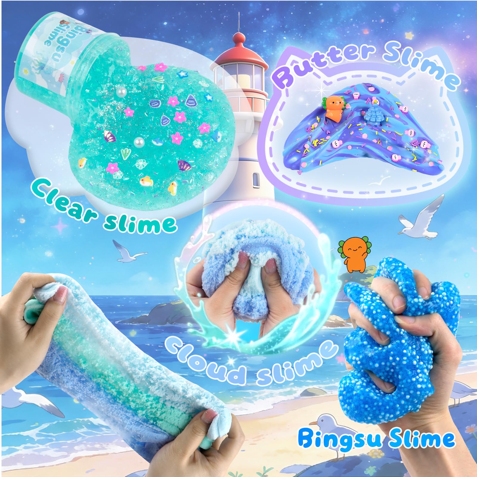 6 Pack Slimes, Pink Slime Kids, Cloud Slime kit for Girls Ages 8-12, Toys for Girls and Boys, for Kids Slime Set Party kit Goodie Bag Stuffers, 4 5 6 7 8 9 10 Year Old Girl Birthday Gift Cute Stuff