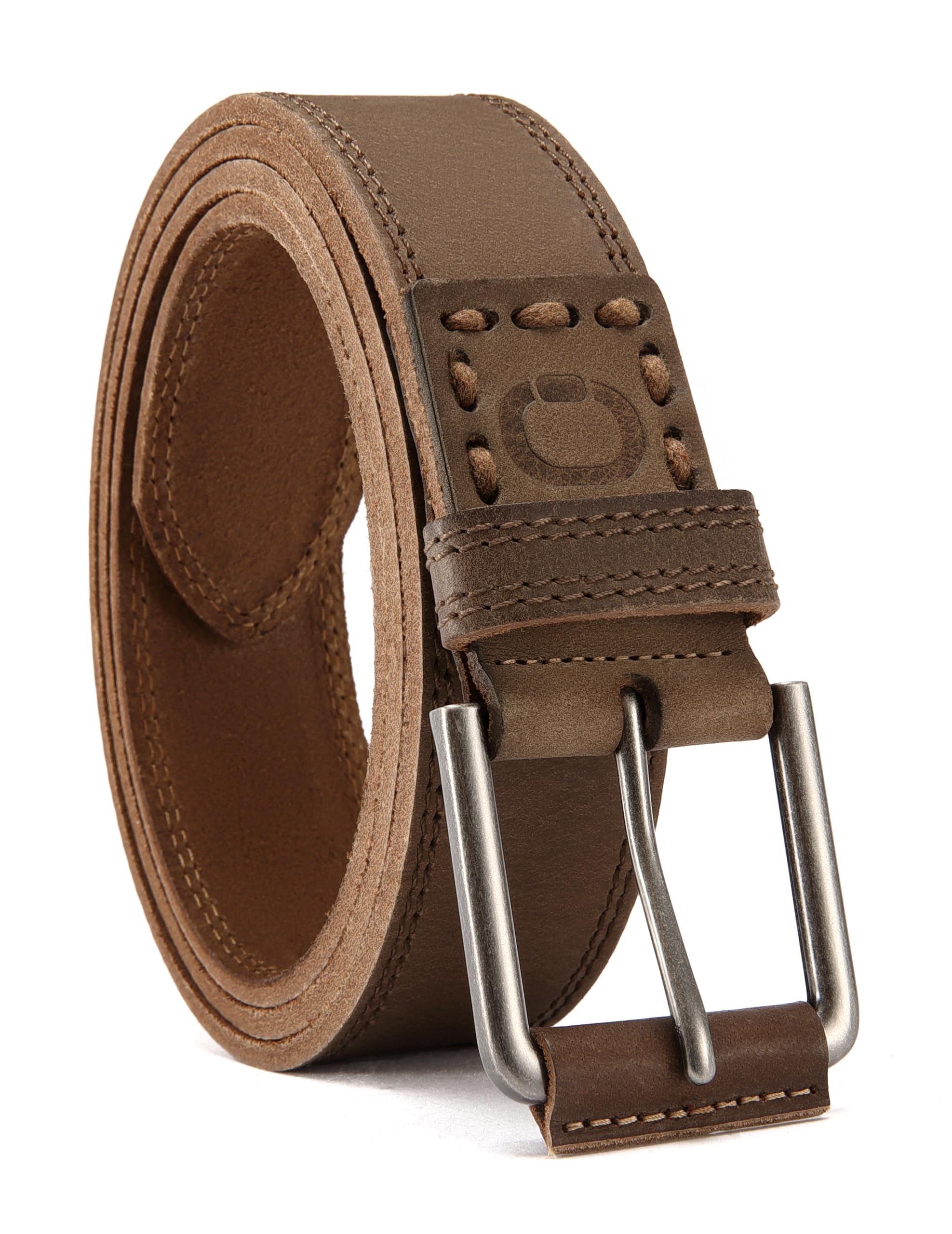 Mens Belts Casual for Jeans - Full-Grain Leather, Durable Cowhide | Solid Buckle, Classic Style, Handmade, Daily Wear, Gift Box