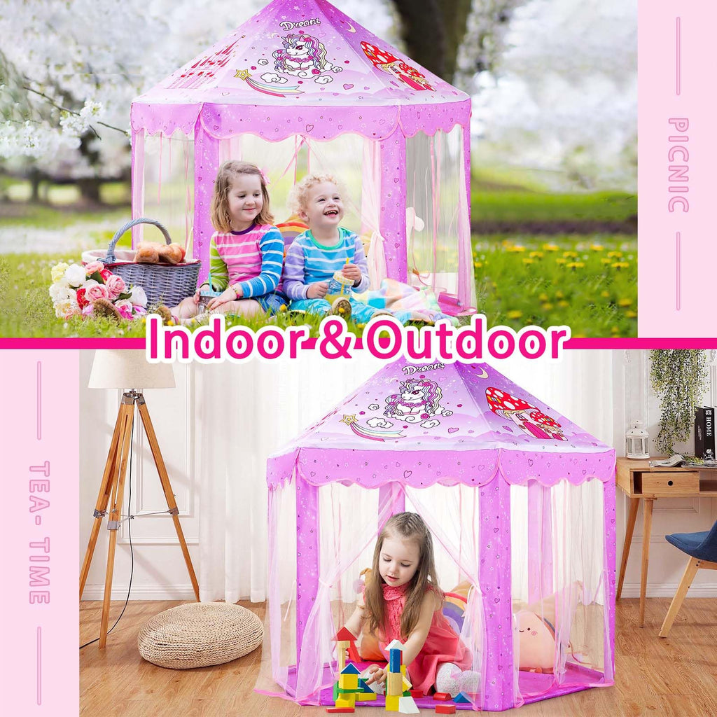 Monobeach Princess Tent Girls Large Playhouse Kids Castle Play Tent with Star Lights Toy for Children Indoor and Outdoor Games, 55'' x 53'' (DxH)