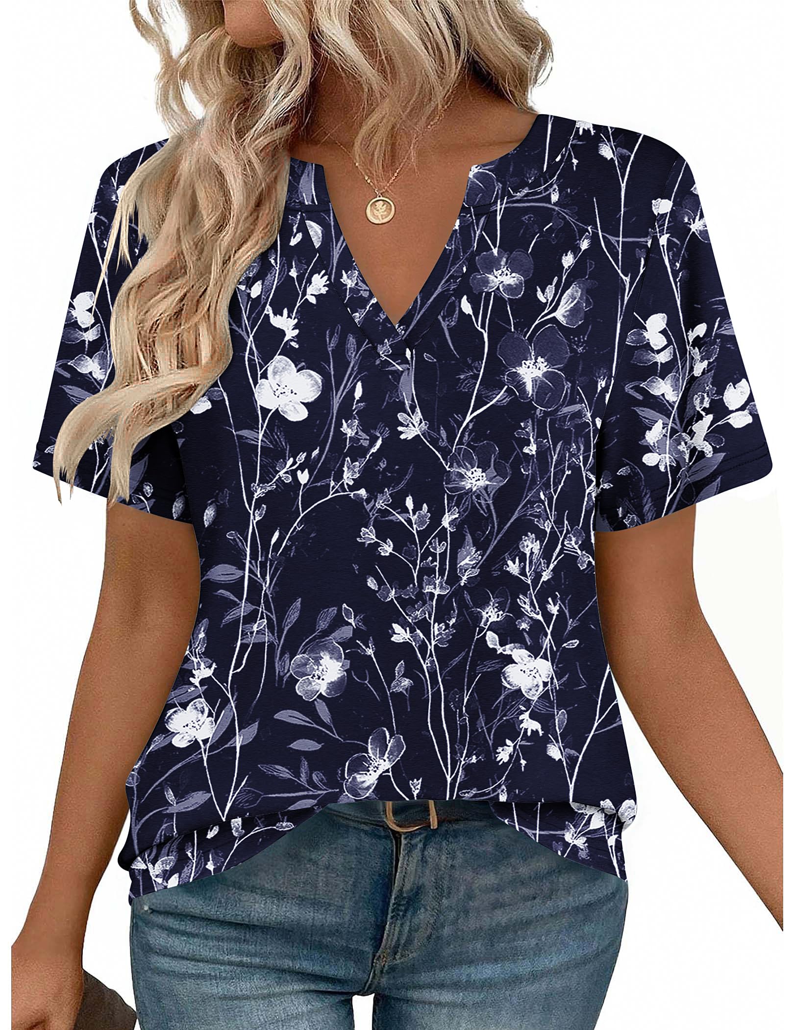Zeagoo Womens Tops Short Sleeve V Neck Tee Shirts Cute Dressy Casual Clothing Business Work Blouse