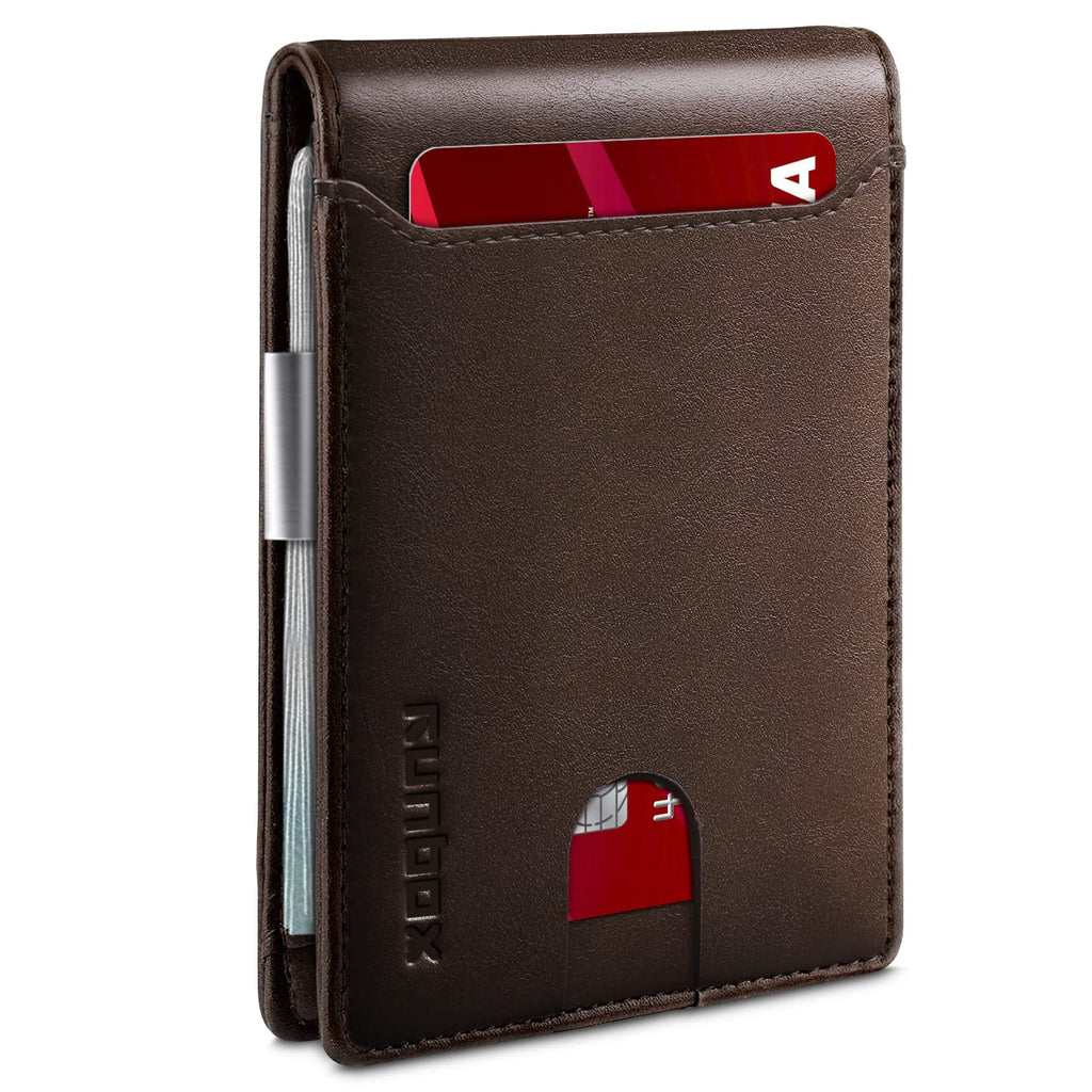 Slim Wallets for Men - Leather Money Clip Mens Wallet - RFID Blocking Front Pocket Bifold Wallet - Thin Credit Card Holder with Gift Box