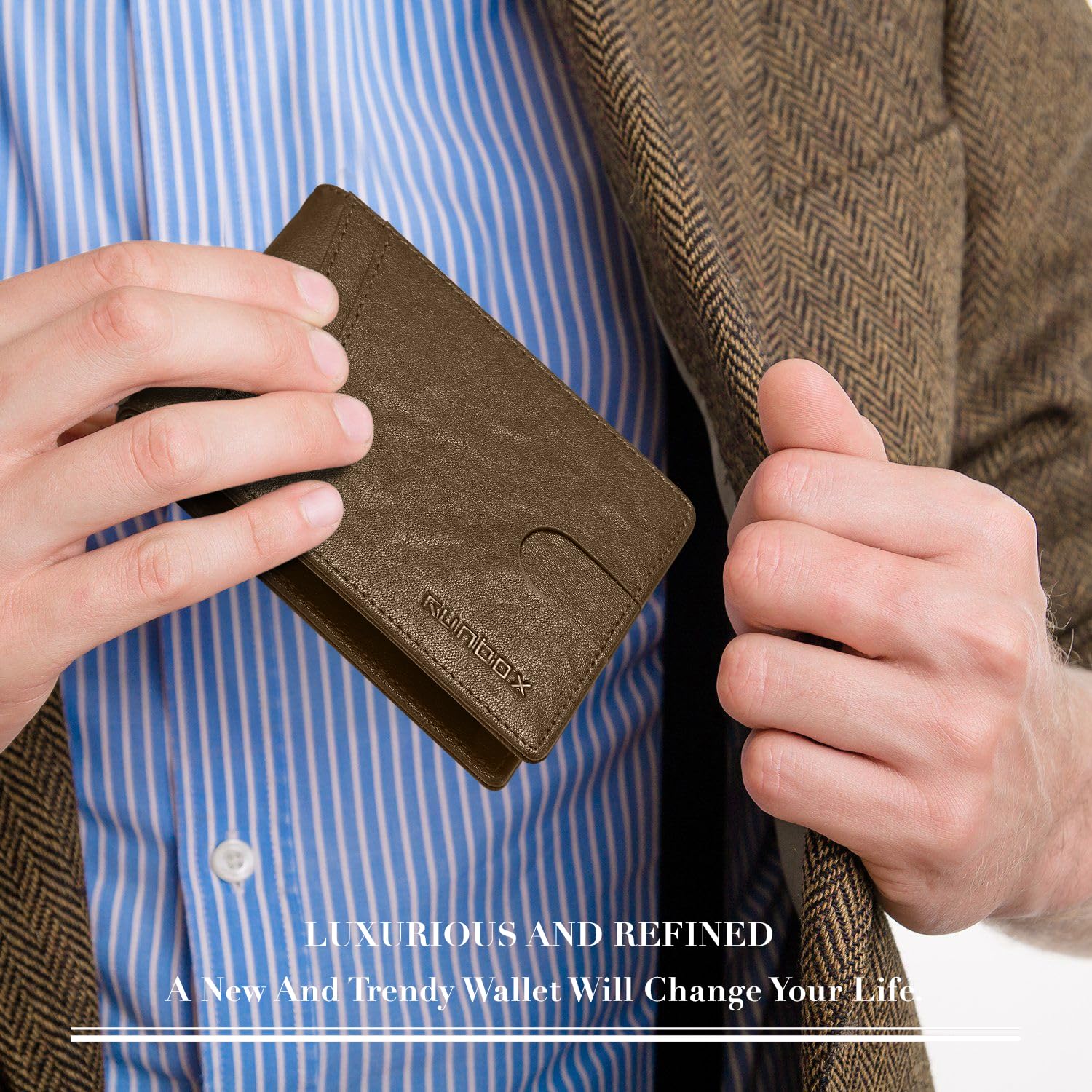 Wallet for Men -Slim Rfid Leather Mens Bifold Novelty Wallets 2 ID Window With Gift Box Men's Accessories | Slim