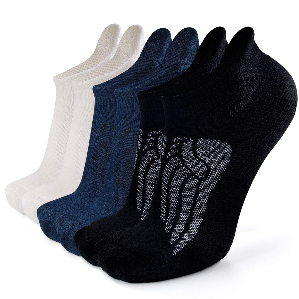 Merino Wool Compression Support Ankle Running Hiking Socks for Men Women, Soft Thick Cushion Tab Socks 3/6 Pairs